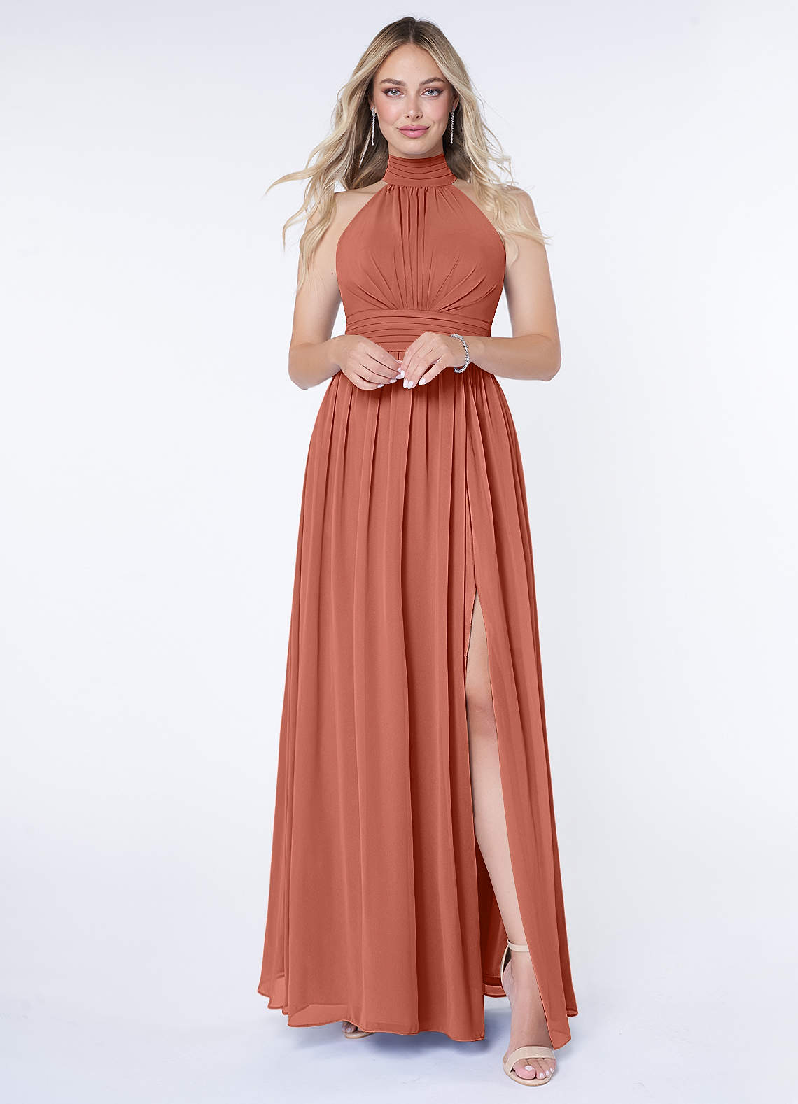 Azazie Iman Bridesmaid Dresses Clay A-Line A-Line Ruched Chiffon Dress image1