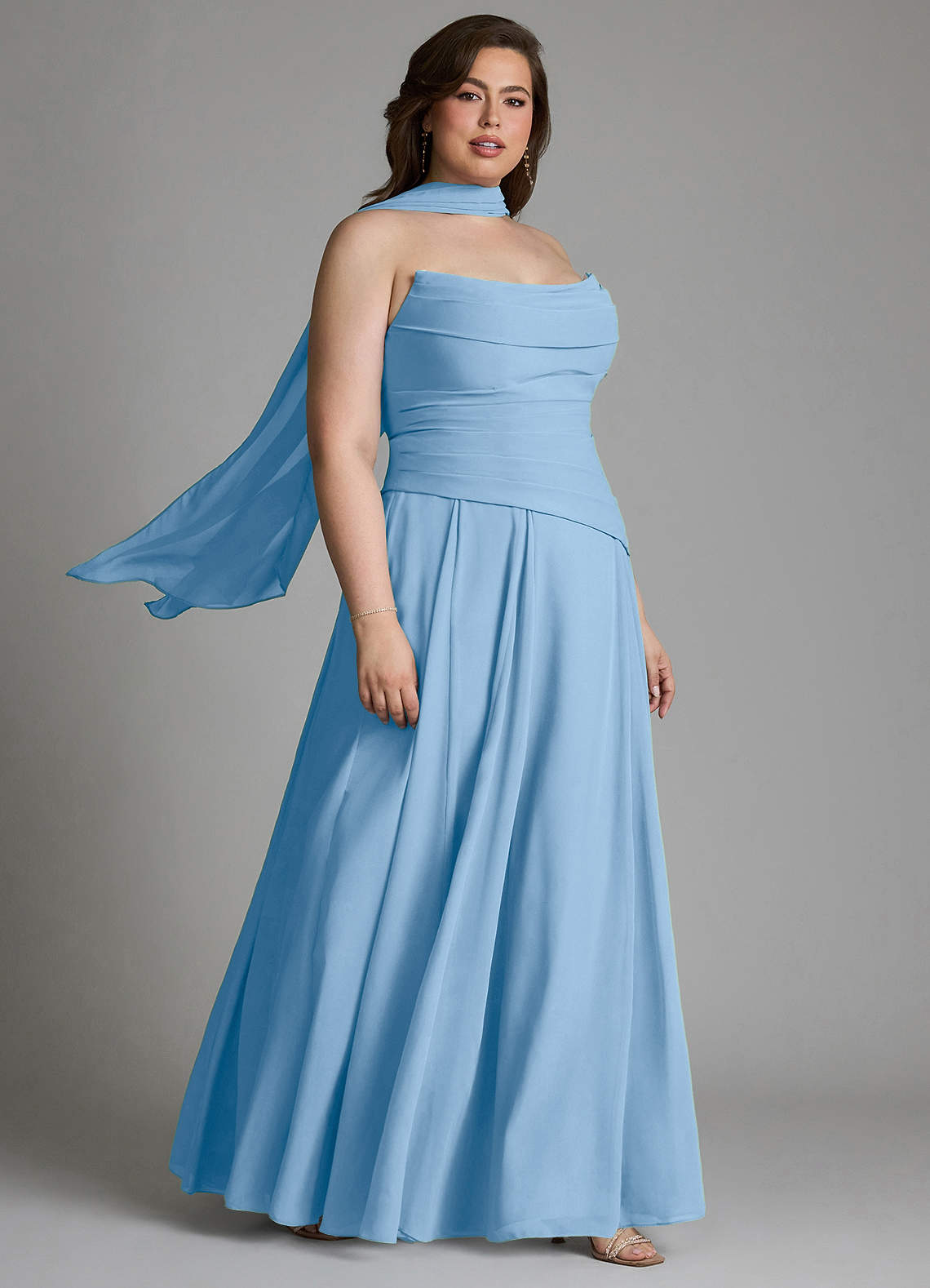 Azazie Gabriela Bridesmaid Dresses Powder Blue A-Line Corset Chiffon Dress image18