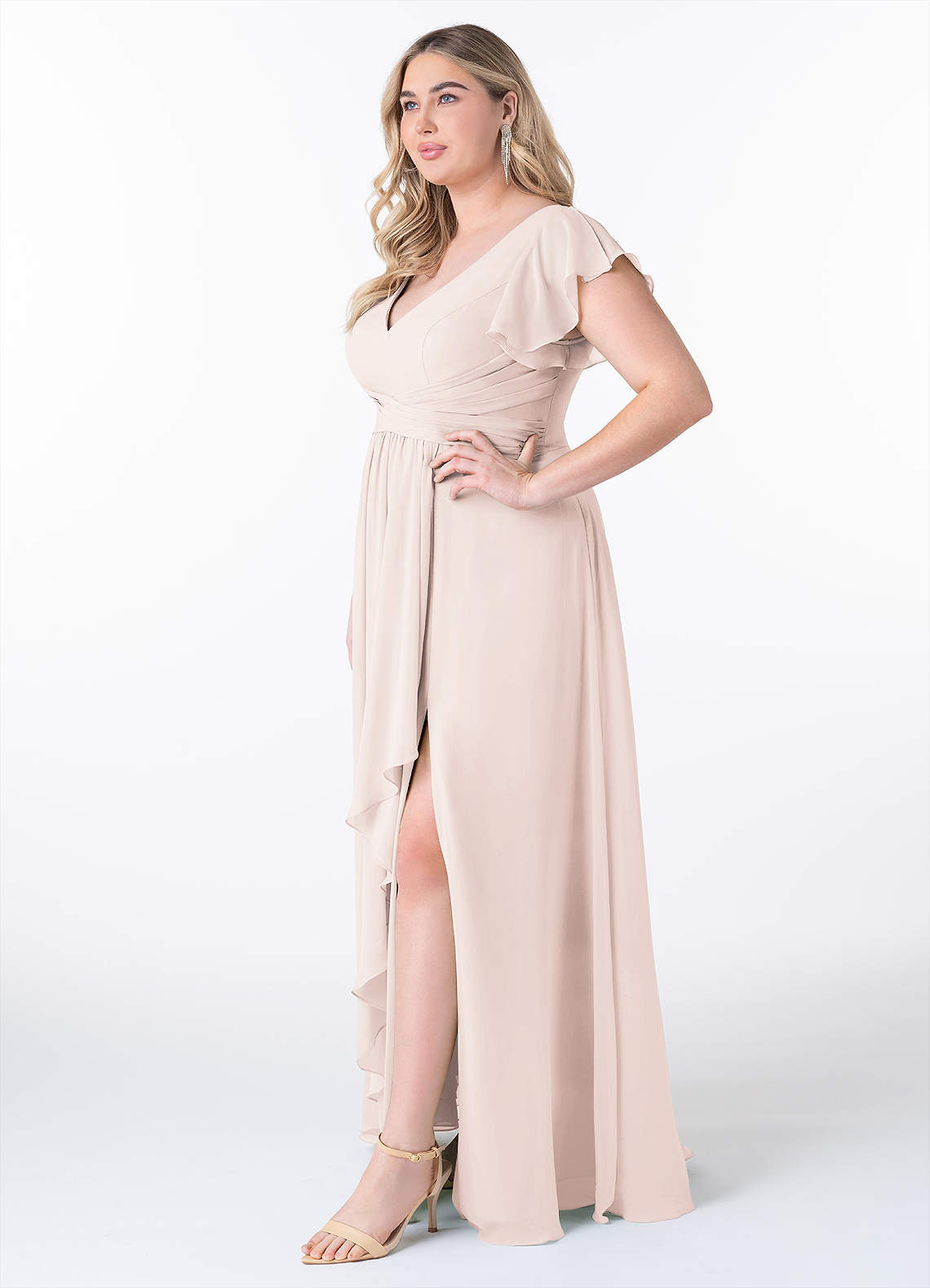 Azazie Omari Vestidos de madrinha de casamento Vestido Pétala De Rosa de Chiffon de Linha A image8