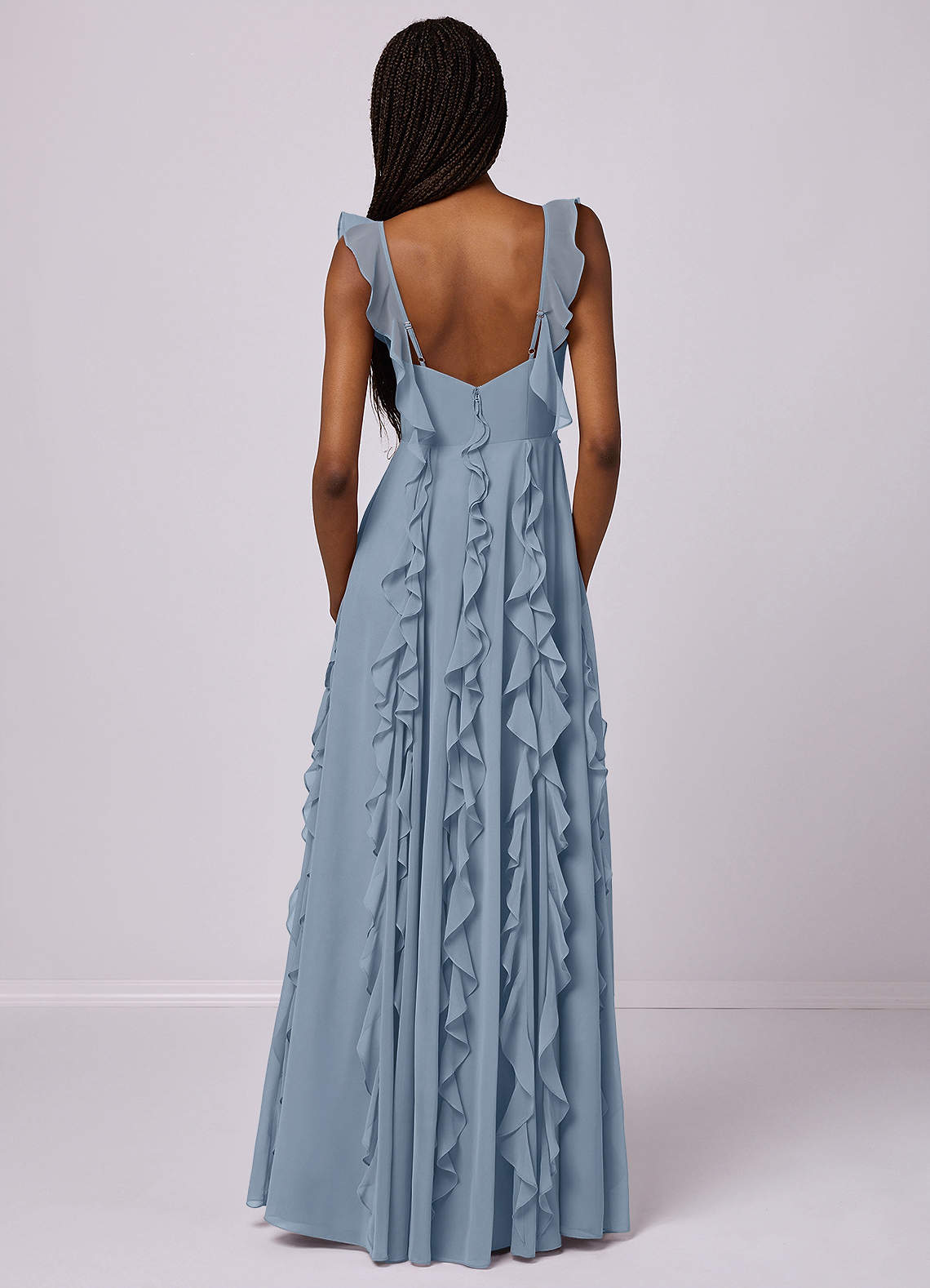 Barbie ♥ Azazie Bridesmaid Dresses Dusty Blue A-Line with Pockets Chiffon Dress image5