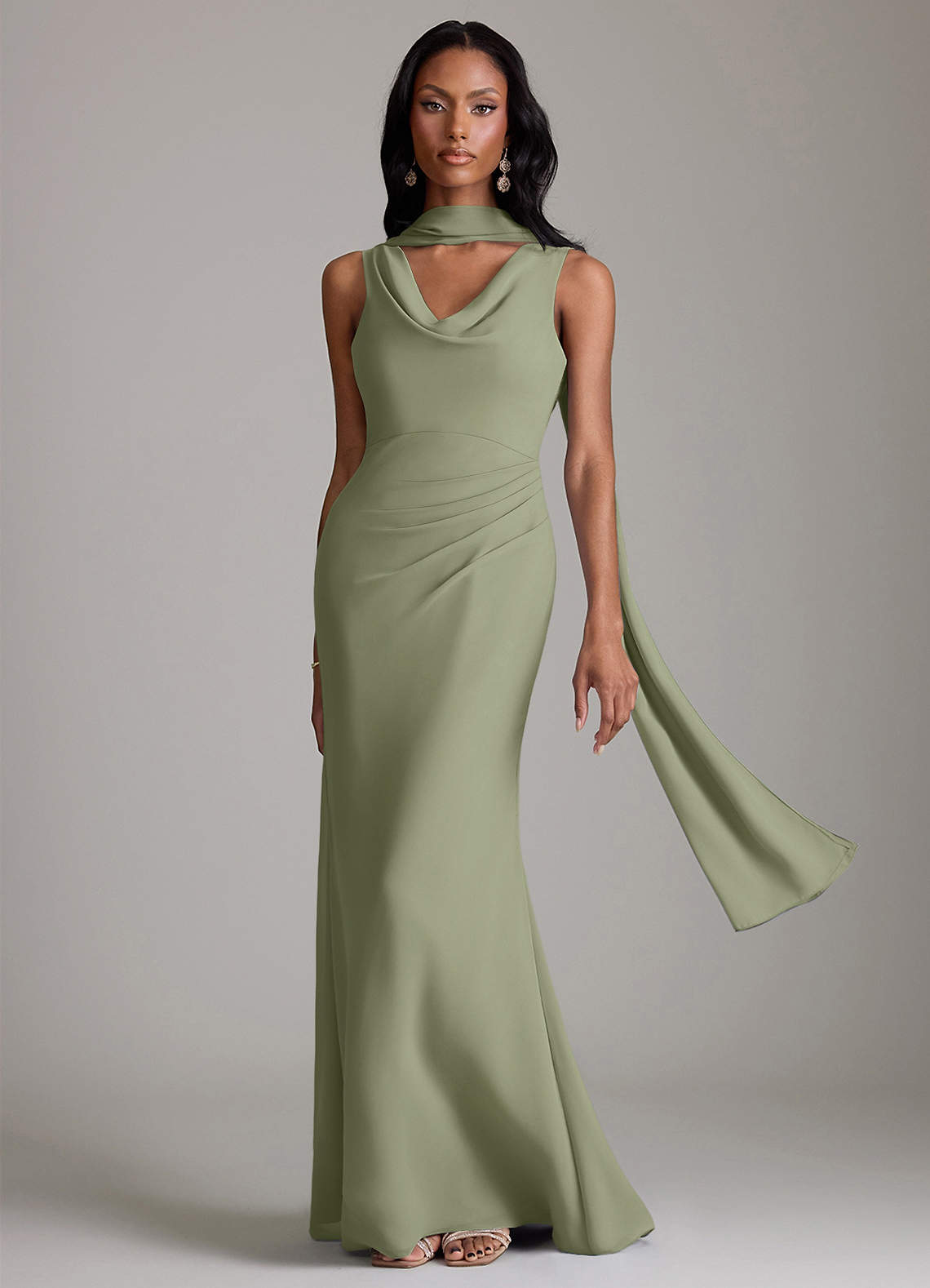 Azazie Linelle Ready to Ship Pistachio Chiffon Bridesmaid Dresses | Azazie
