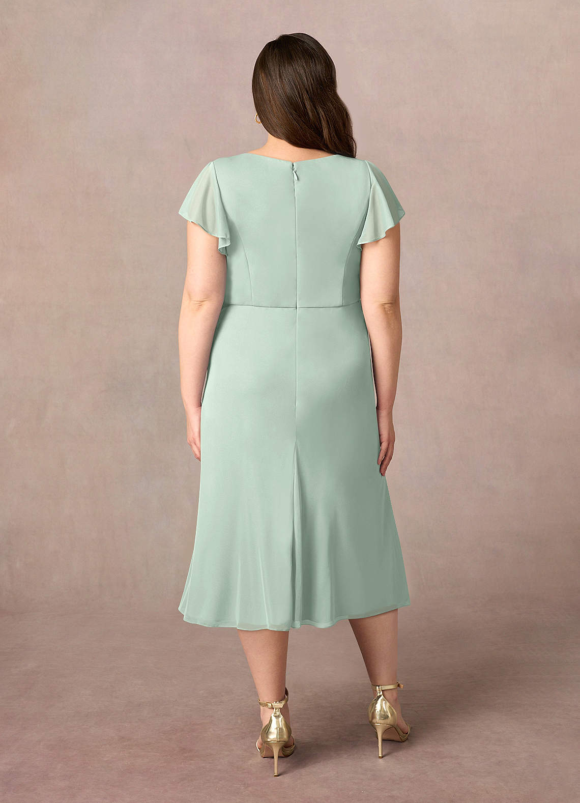 Azazie Vera Abiti per la Madre della Sposa Abito A-Line in Maglia con Scollo a V a Pieghe Agave image8