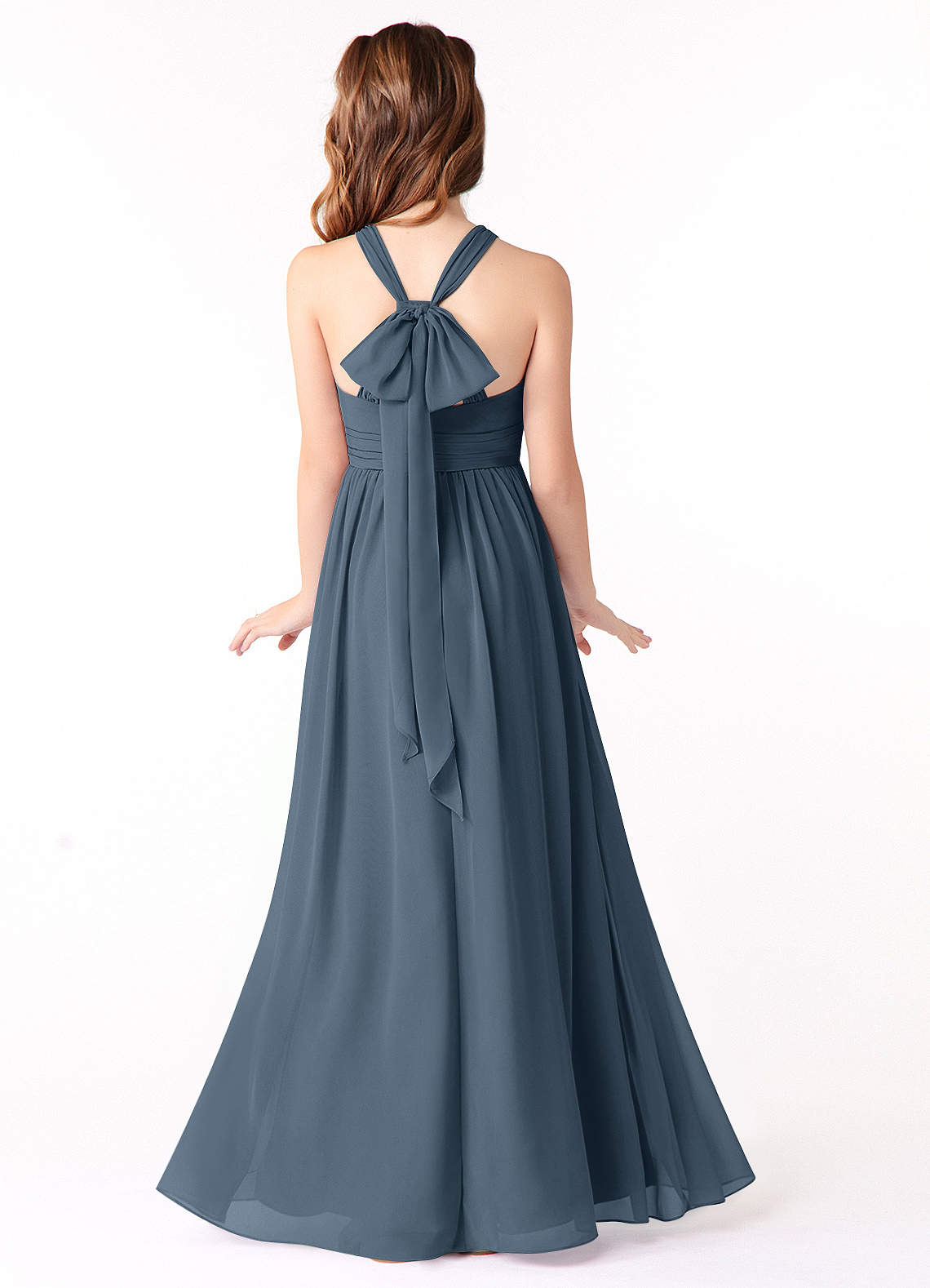 Azazie Jaylah Junior Neptune A-Line Ruched Chiffon Dress image1
