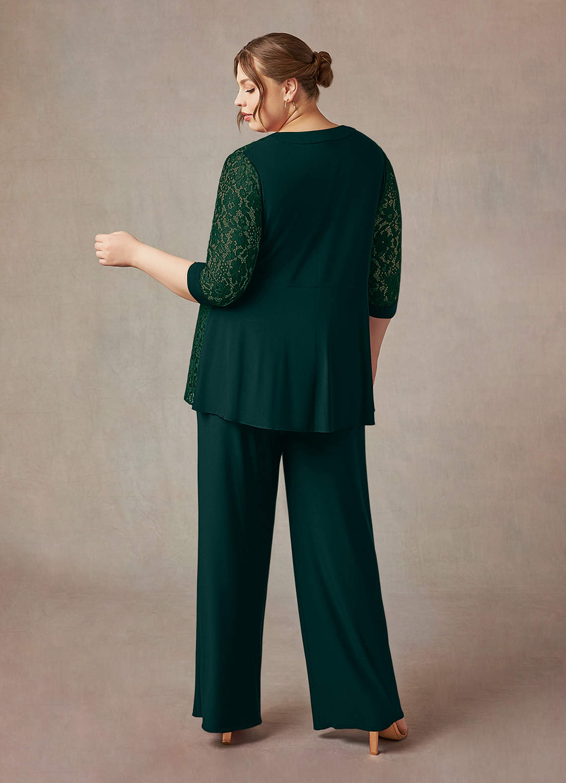 Azazie Mamrie Dark Green Pine Jumpsuit/Pantsuit Lace Dress Ready