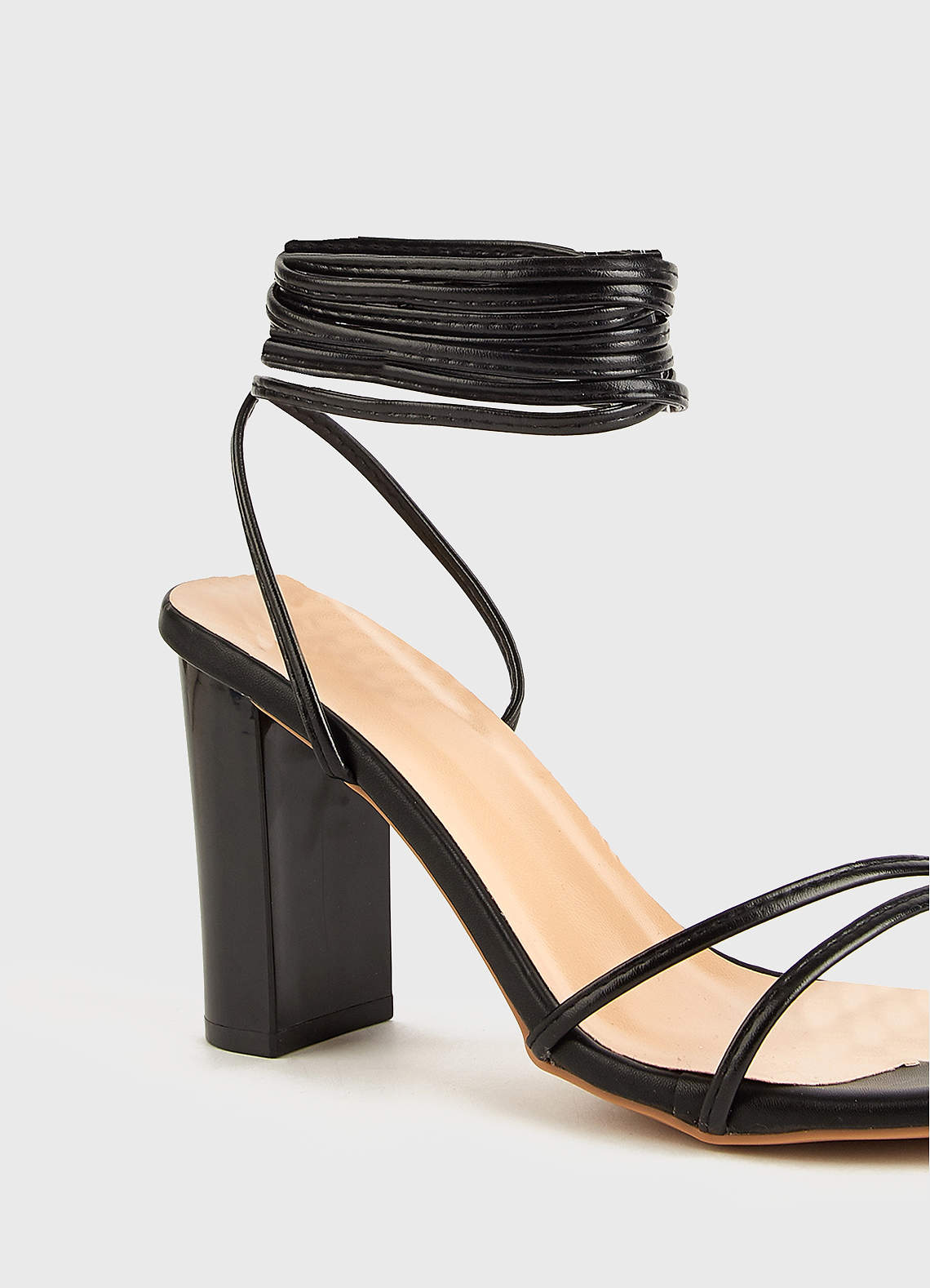 front Strappy Wrap Block Heels