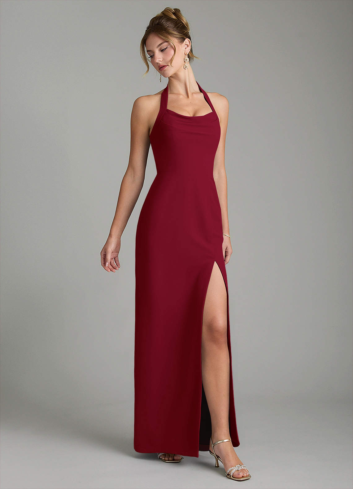 chiffon bridesmaid dresses burgundy Azazie Arnelle EVLAST Customized African Royal sku_325122 Size:UK S (Buy Now) line skirt that moves