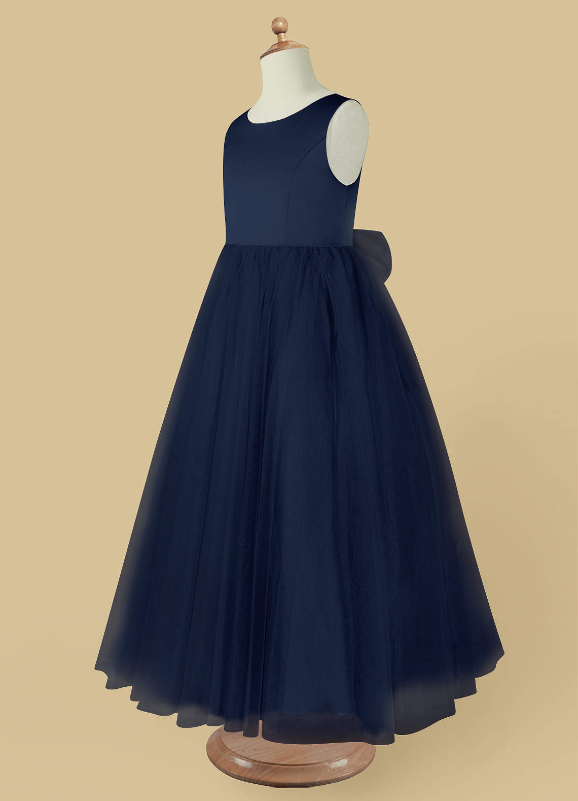 Azazie Muni Dark Navy A-Line Bow Tulle Dress Azazie