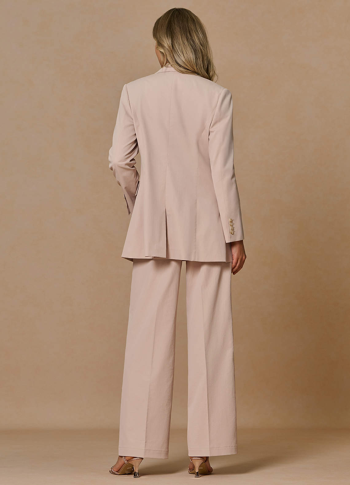 front Margaret Tan Cotton Linen Blend 2-Piece Suit
