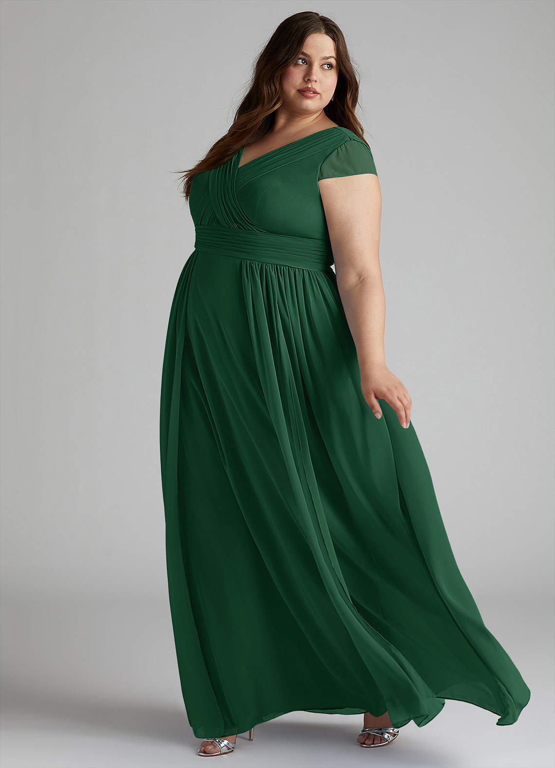 Azazie Organa Ready to Ship Dark Green Chiffon Bridesmaid Dresses | Azazie