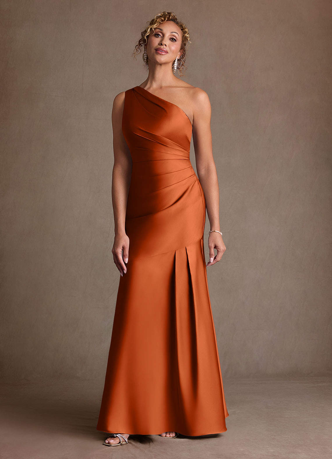 chinese dress ladies Zapaka Women Orange Long Bridesmaid Dress Cross Halter Satin Mermaid Wedding Guest Dress, Satin Color / US26W