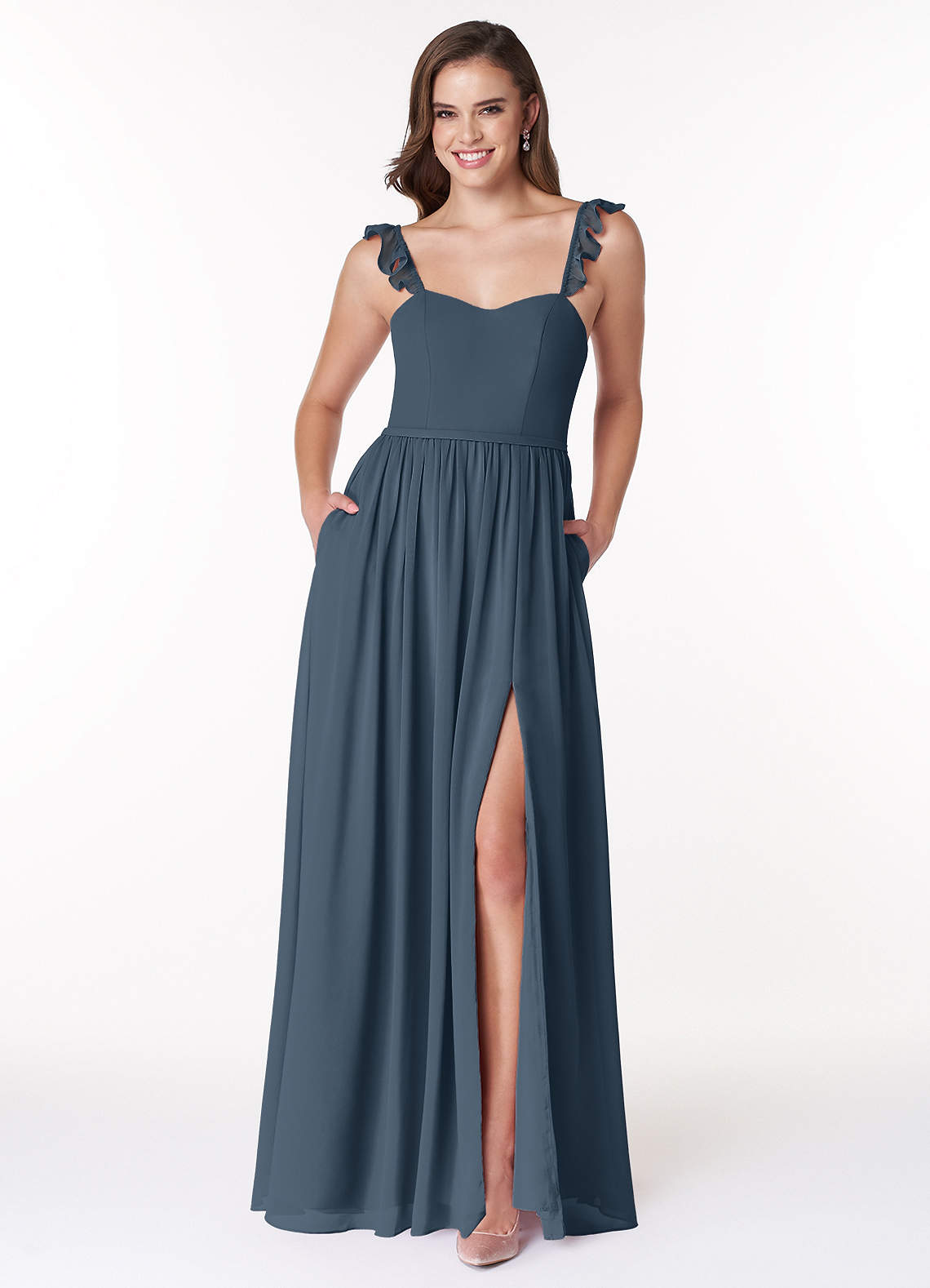 Azazie Metz Bridesmaid Dresses Neptune A-Line Sweetheart Ruched Chiffon Dress image1