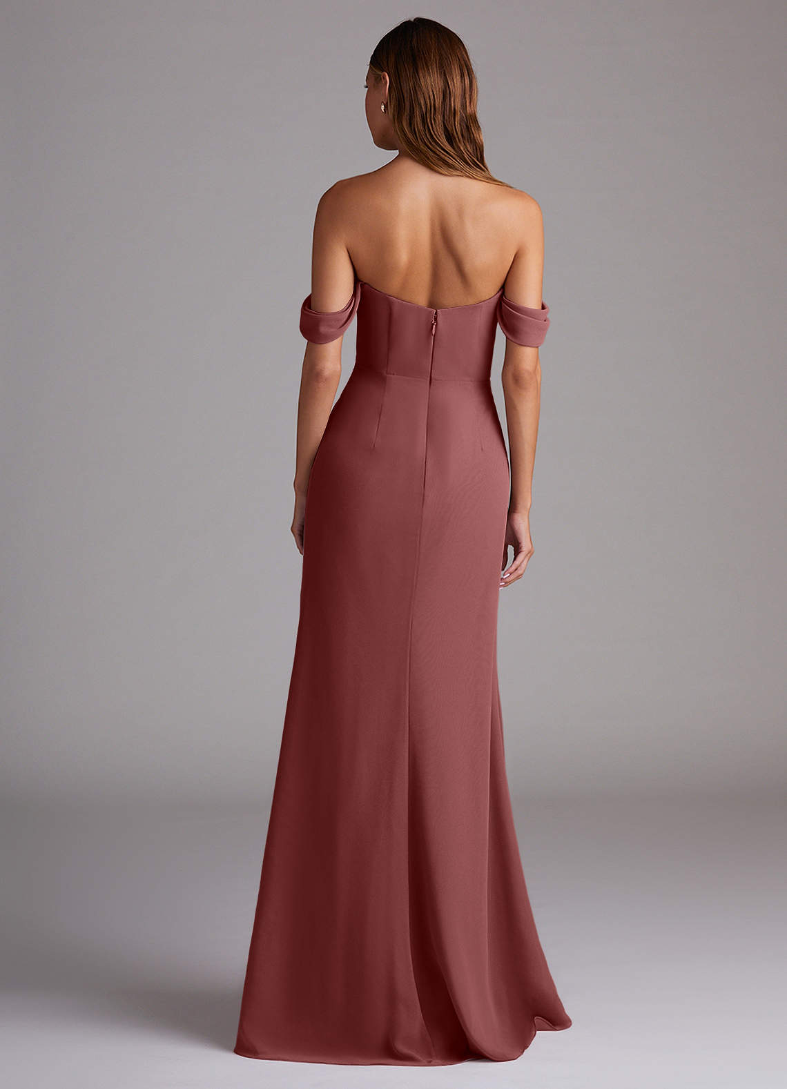 Azazie Saige Bridesmaid Dresses Amethyst A-Line Off the Shoulder Chiffon Convertible Dress image6
