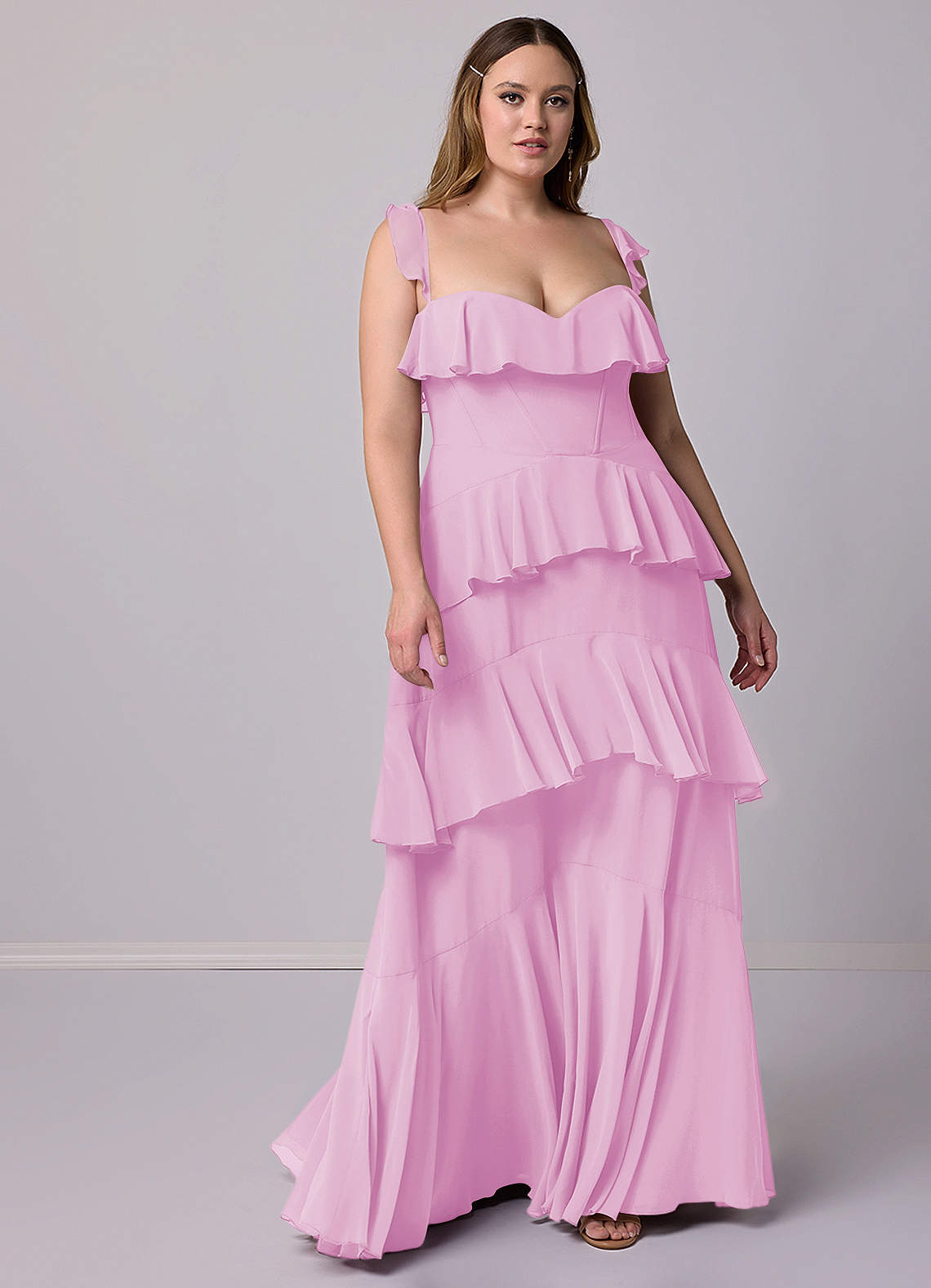 Barbie ♥ Azazie Bridesmaid Dresses Candy Pink A-Line Sweetheart Neckline Chiffon Dress image8