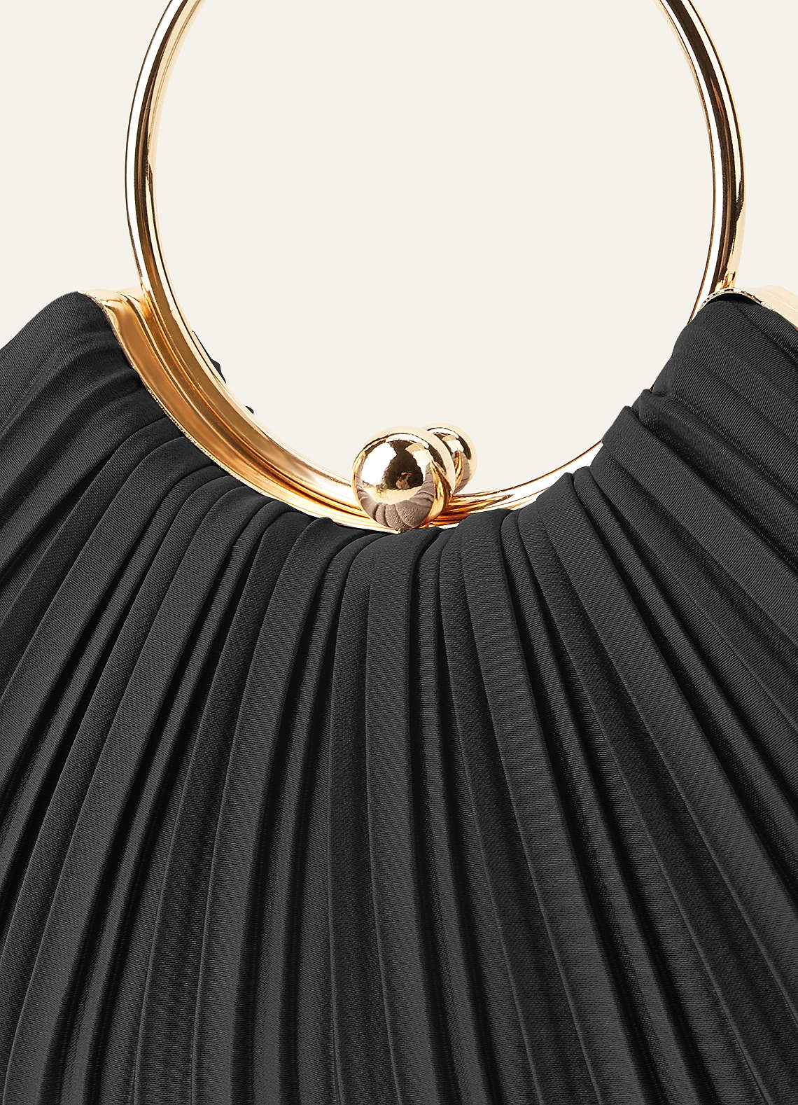 front Matching Color Stretch Satin Pleated Handbag