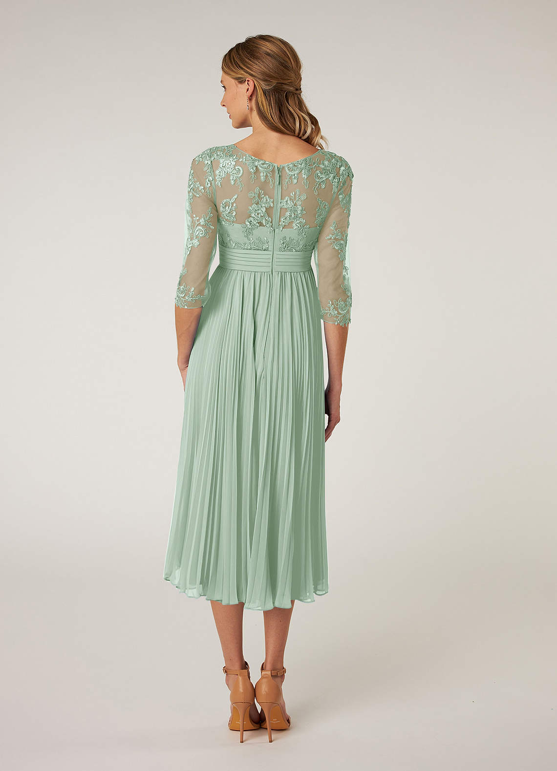 Azazie Tutu Mother of the Bride Dresses Agave A-Line Boatneck Lace Chiffon Dress image1
