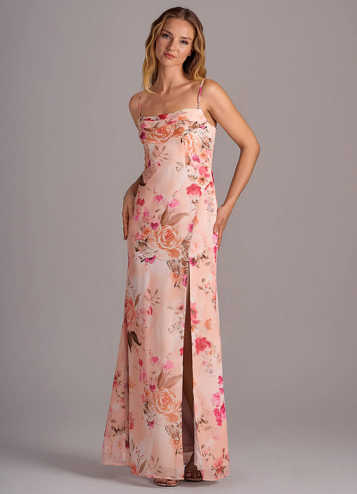 Azazie Saige Bridesmaid Dresses Abstract Bouquet Floral A-Line Off the Shoulder Chiffon Convertible Dress image7