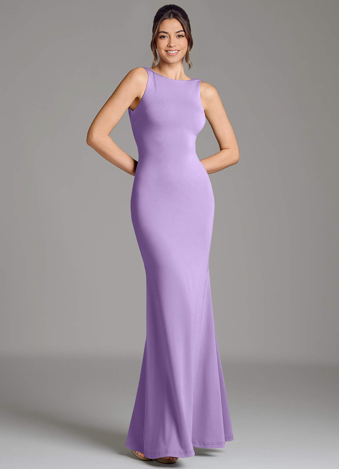 lilac jersey dress Azazie Gwen Premium Stretch Bridesmaid Dresses colour:Gold
