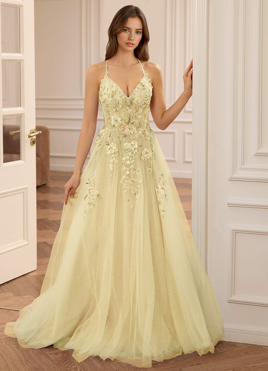 green emerald velvet dress Shop Yellow Halter Neck Solid Evening Dress - for Women | OUTZIDR