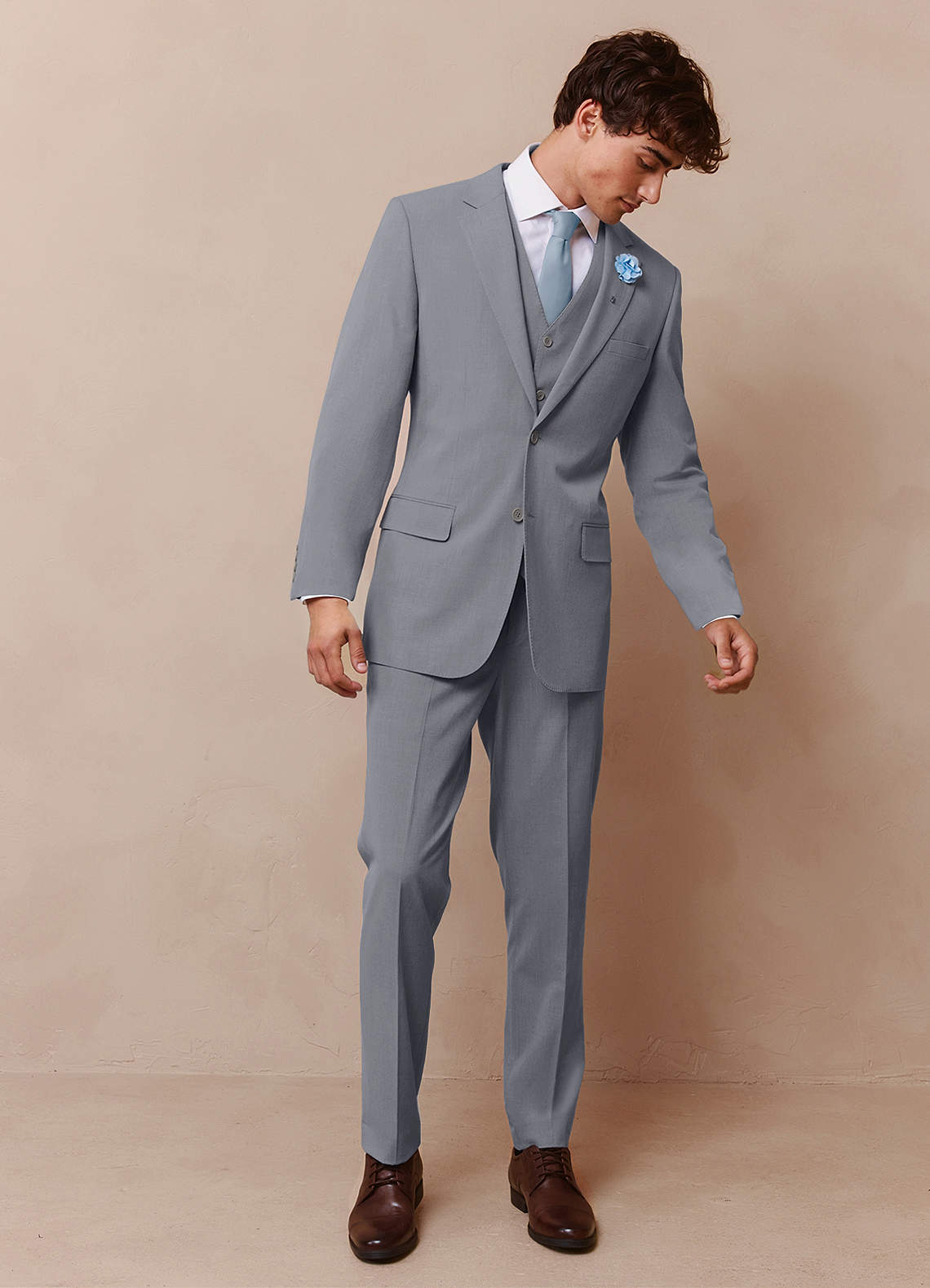 front Savile Grey Wool Blend Dress Pants