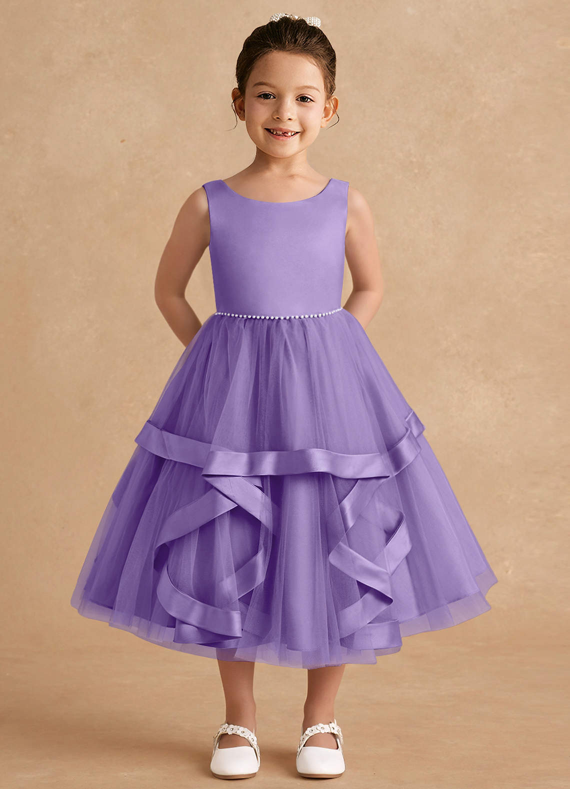 Azazie Posy Flower Girl Dresses Tahiti A-Line Beaded Tulle Dress image1