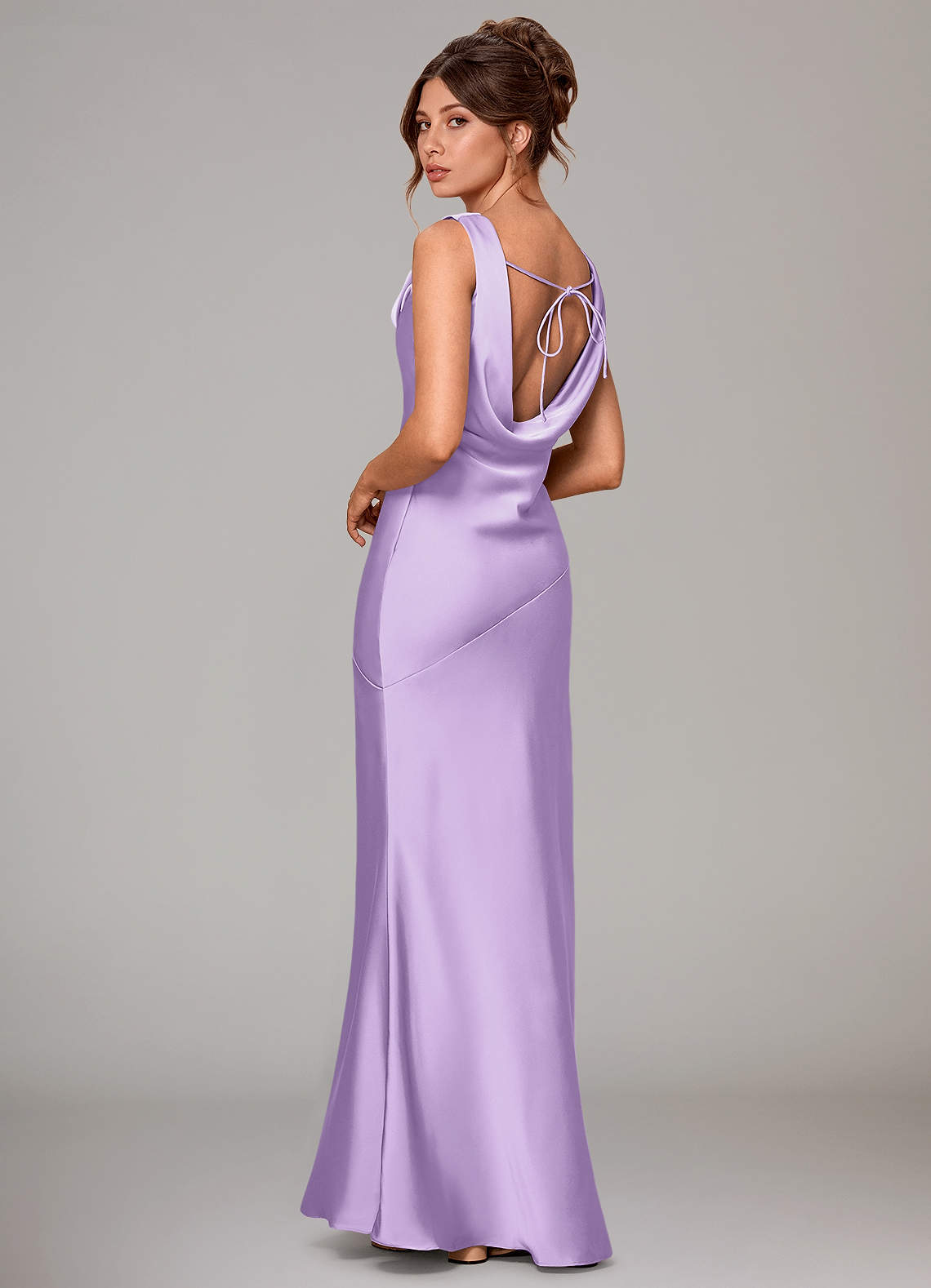 Azazie Rylina Bridesmaid Dresses Lilac Mermaid Stretch Satin Dress image3
