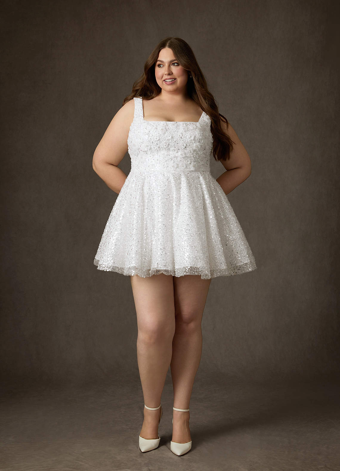 Azazie Kristi Wedding Dresses Diamond White A-Line with Pockets Beading Dress image17