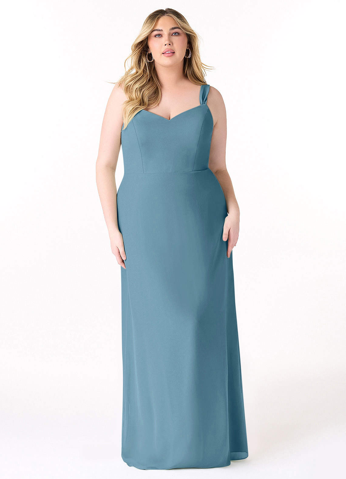 Azazie Denice Bridesmaid Dresses Bermuda Sheath Pleated Chiffon Dress image1