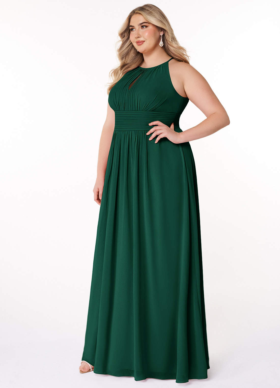 Azazie A-Line Halter Neck Floor-Length Chiffon Bridesmaid Dresses