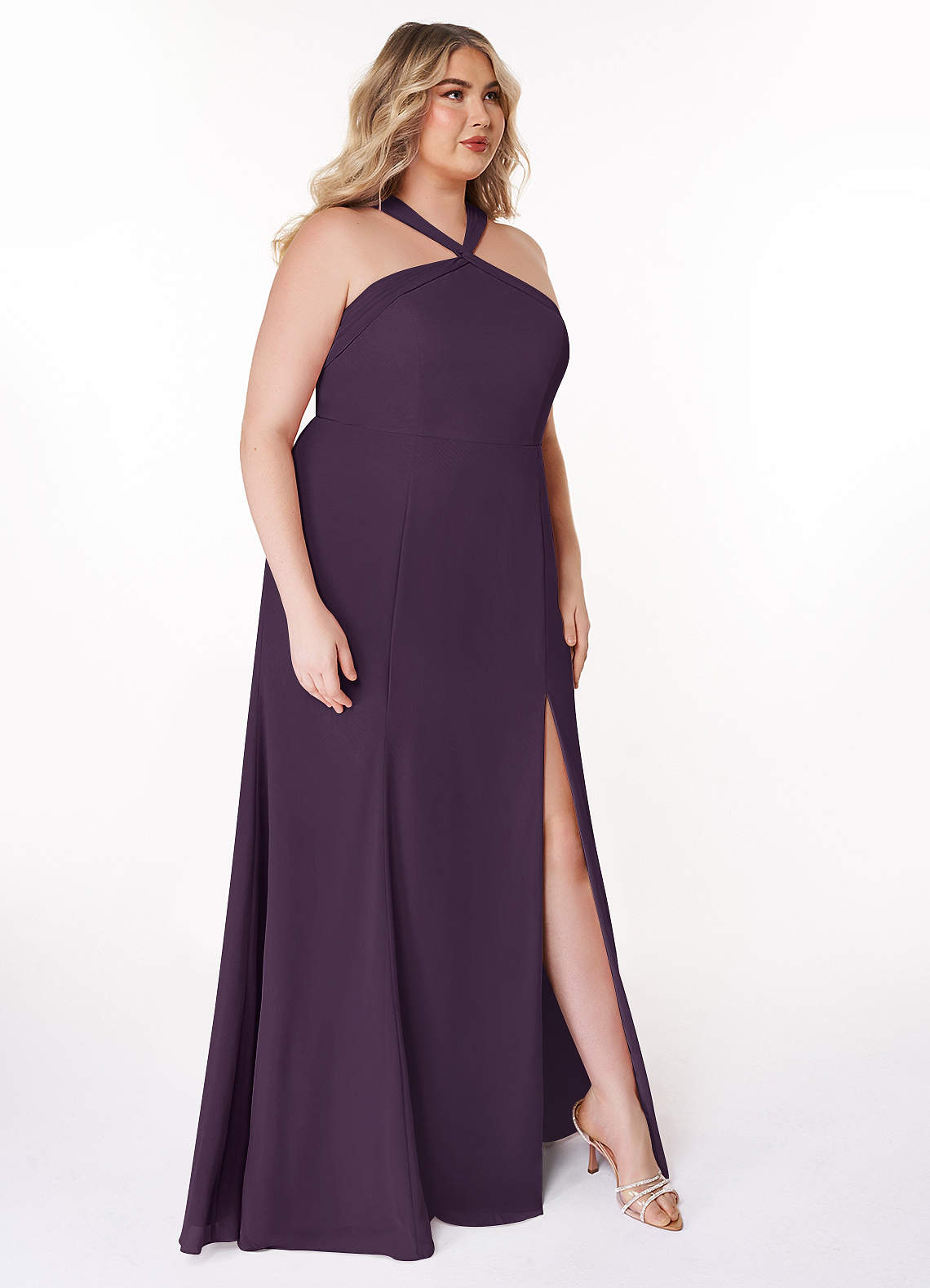 open lace back dress Plus Size Mauve Bridesmaid Dresses Satin – Lisposa