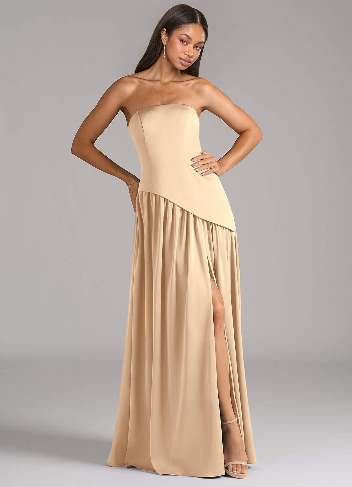 adeline bridesmaid dress Azazie A-Line Strapless Floor-Length Stretch Satin Dresses Size:30W With its straight Jan-new-in black and white dress