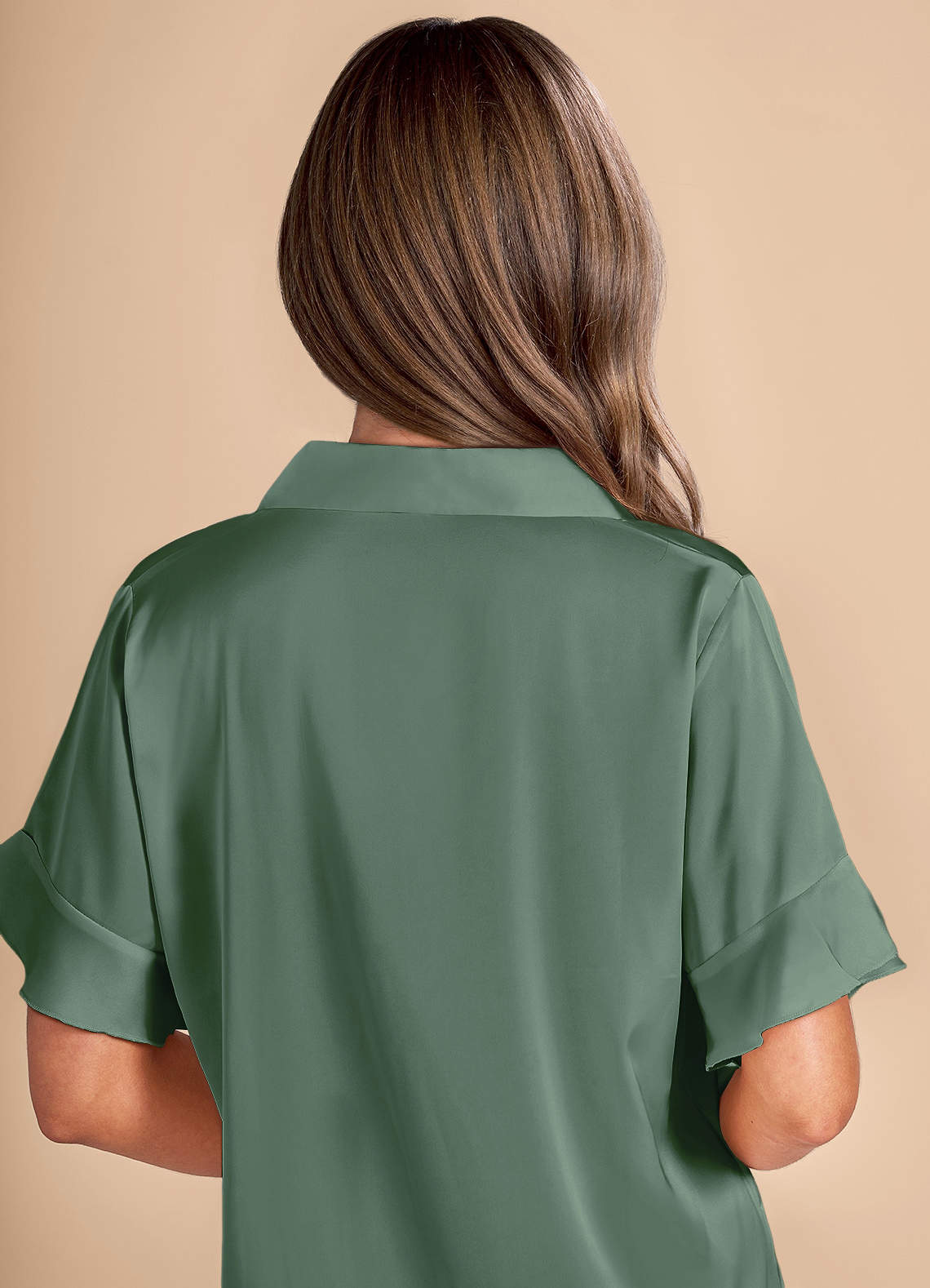 front Ruffled Short Sleeve Pajama Set