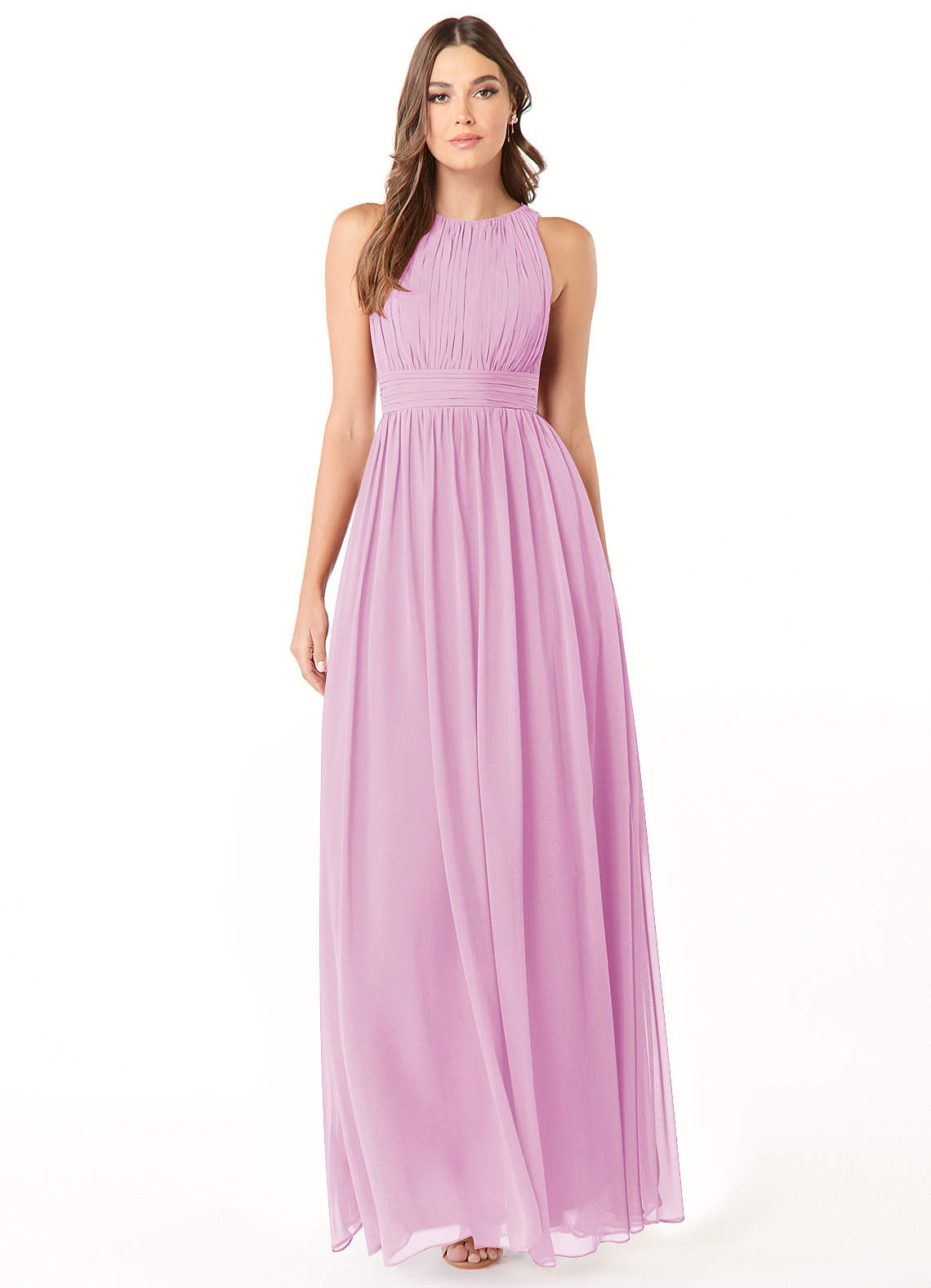 Azazie Luz Bridesmaid Dresses Candy Pink A-Line Lace Chiffon Dress image1