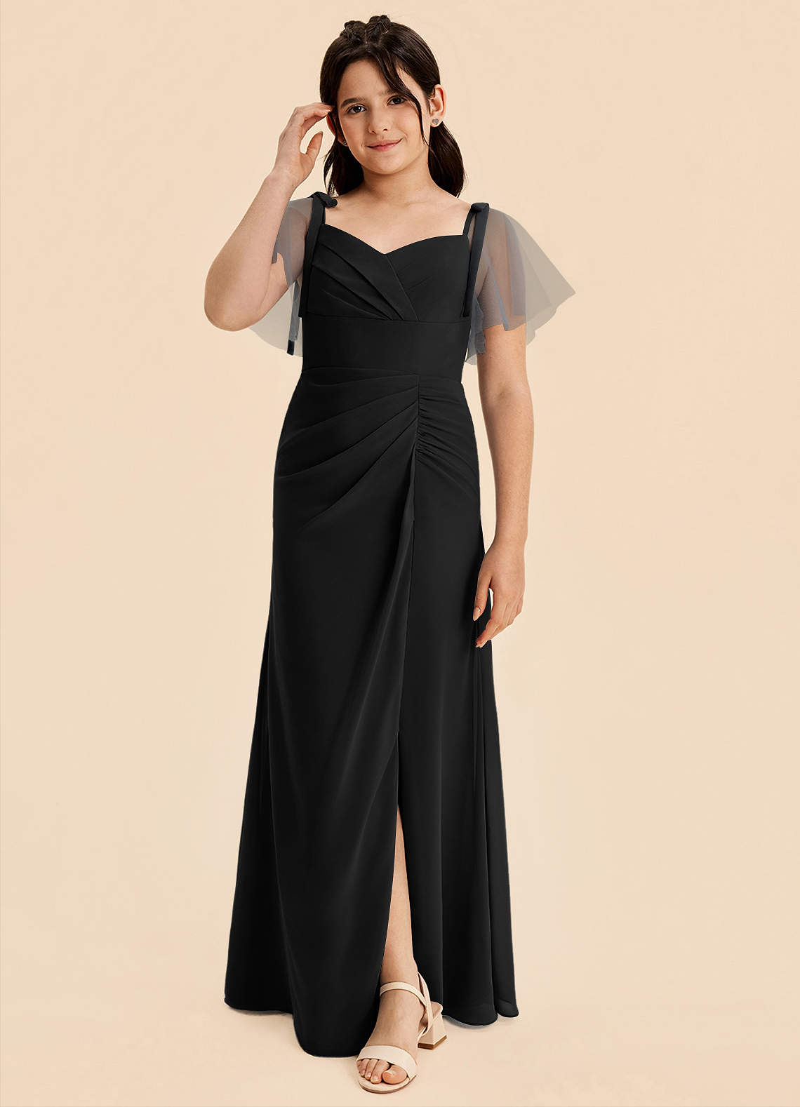 black chiffon junior bridesmaid dresses Black Bridesmaid Dress Chiffon Size Small