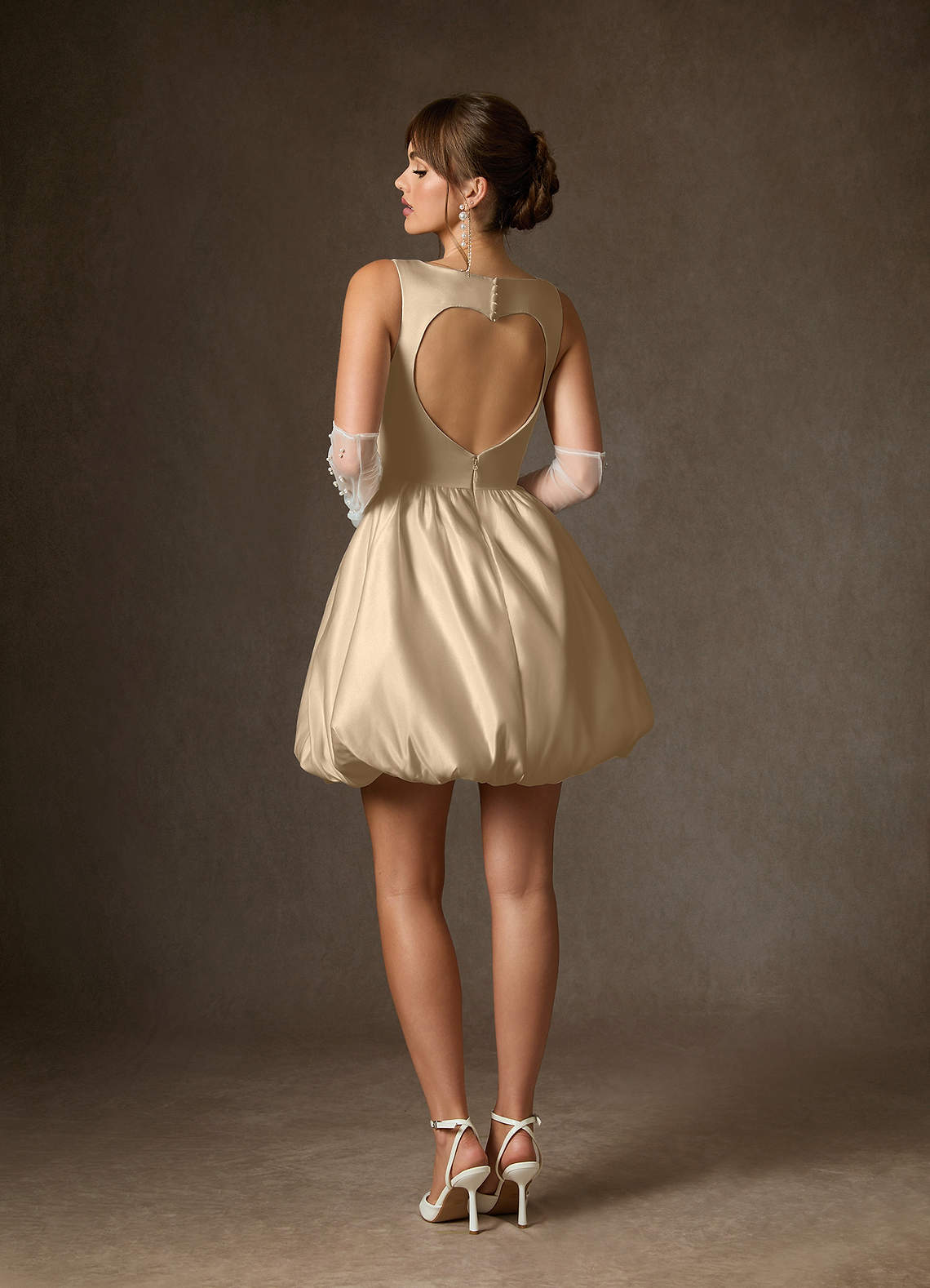 Azazie Blossom Wedding Dresses Champagne A-Line with Pockets Satin Dress image1