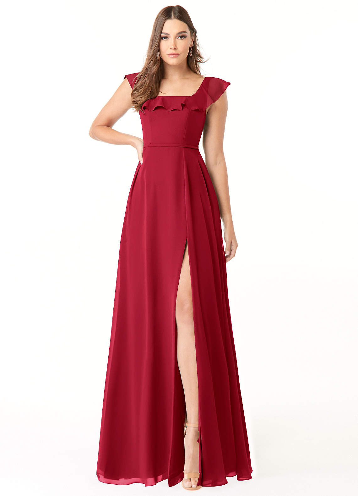 Azazie Jinny Scarlet Chiffon Bridesmaid Dresses | Azazie Azazie Jinny Scarlet Chiffon Bridesmaid Dresses | Azazie
