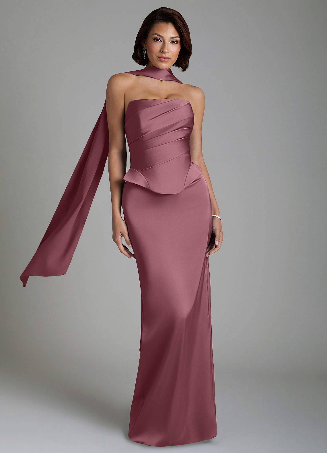 satin desert rose bridesmaid dresses Azazie Harlow and glamorous celebrations