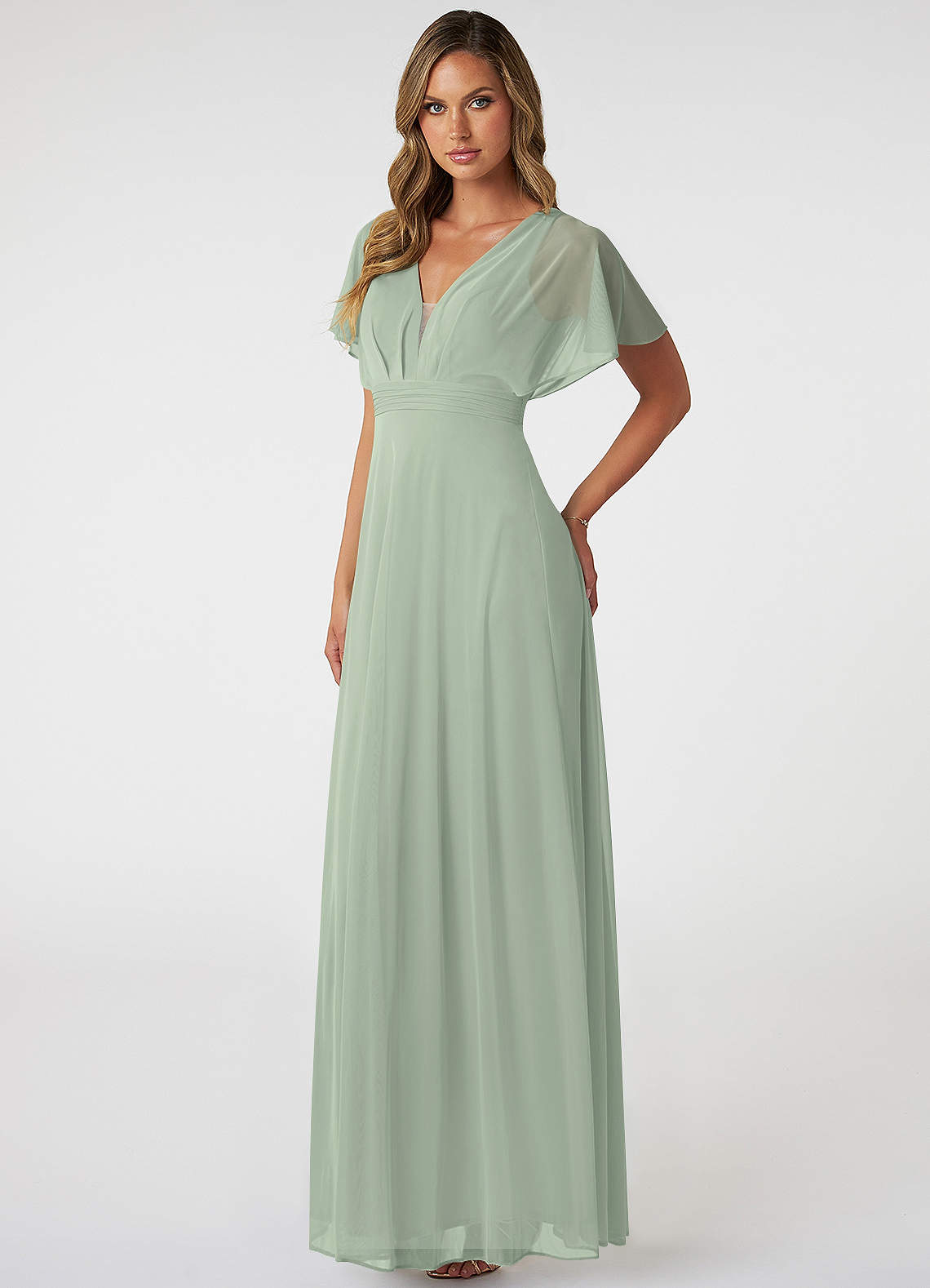 Dusty Sage Azazie Tiara Bridesmaid Dresses | Azazie