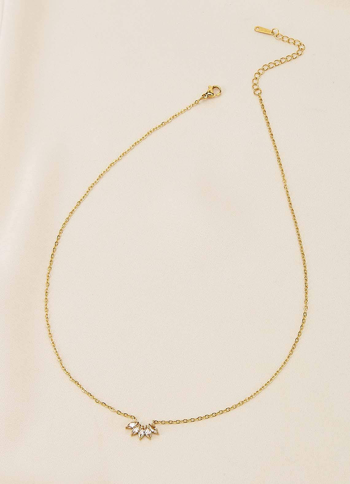 front Crystal Mini Fan Pendant Necklace