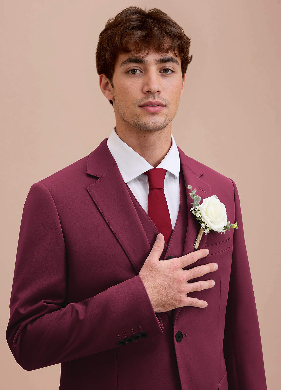 front Ethan Burgundy Refined Weave Performance Suit Jacket