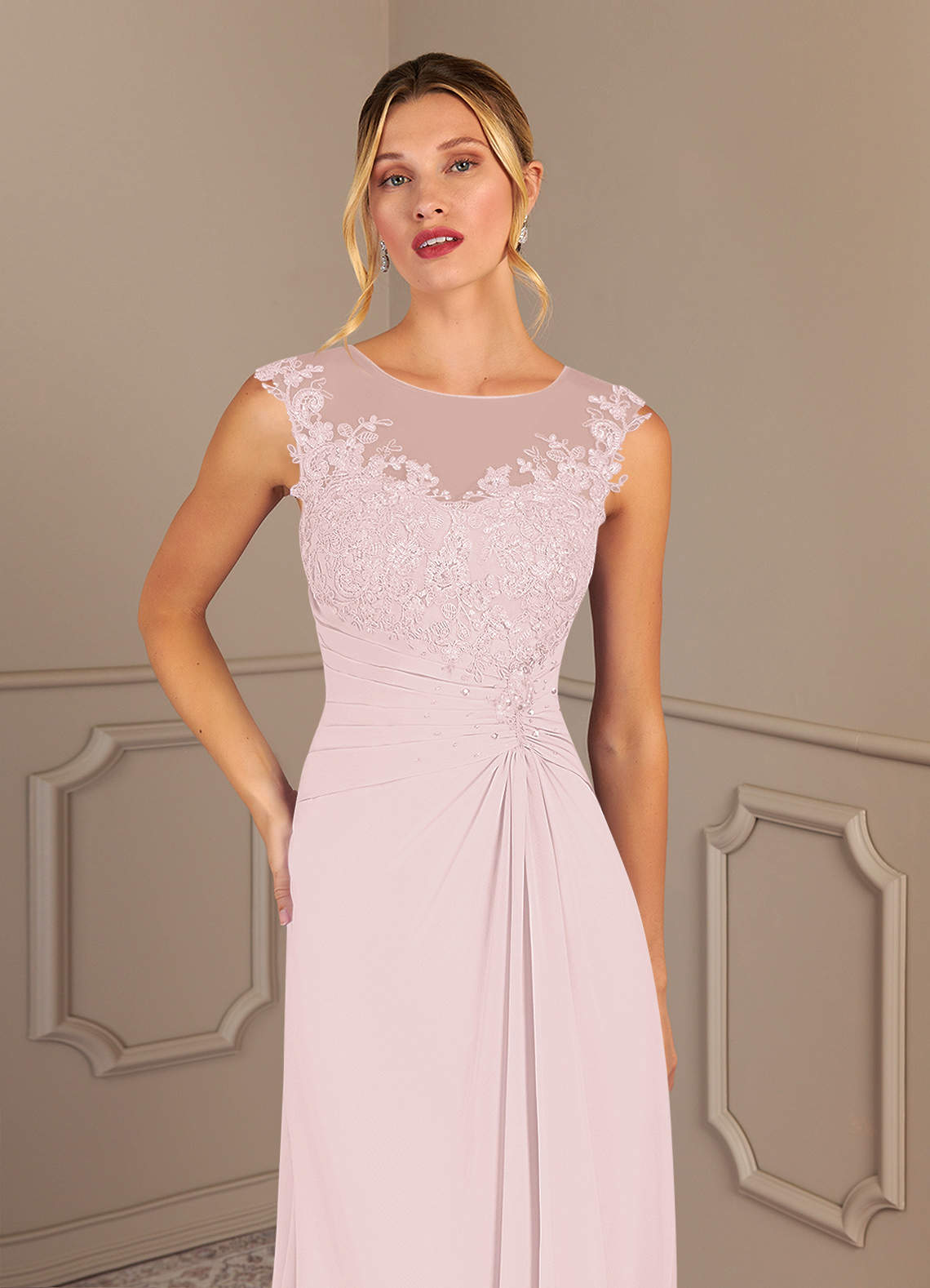 Pink Lace Chiffon Dress