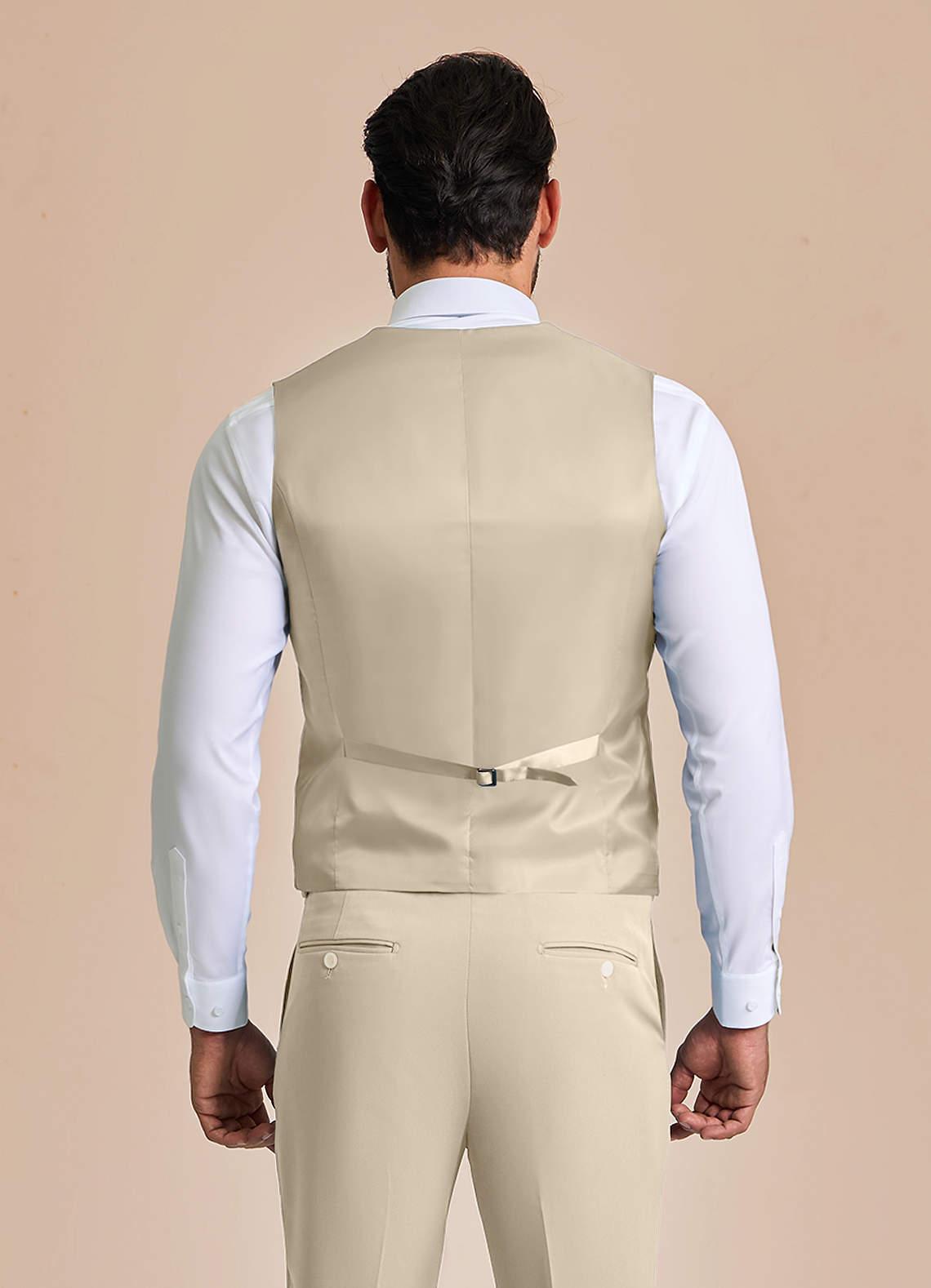front James Tan Structured Stretch Suit Vest