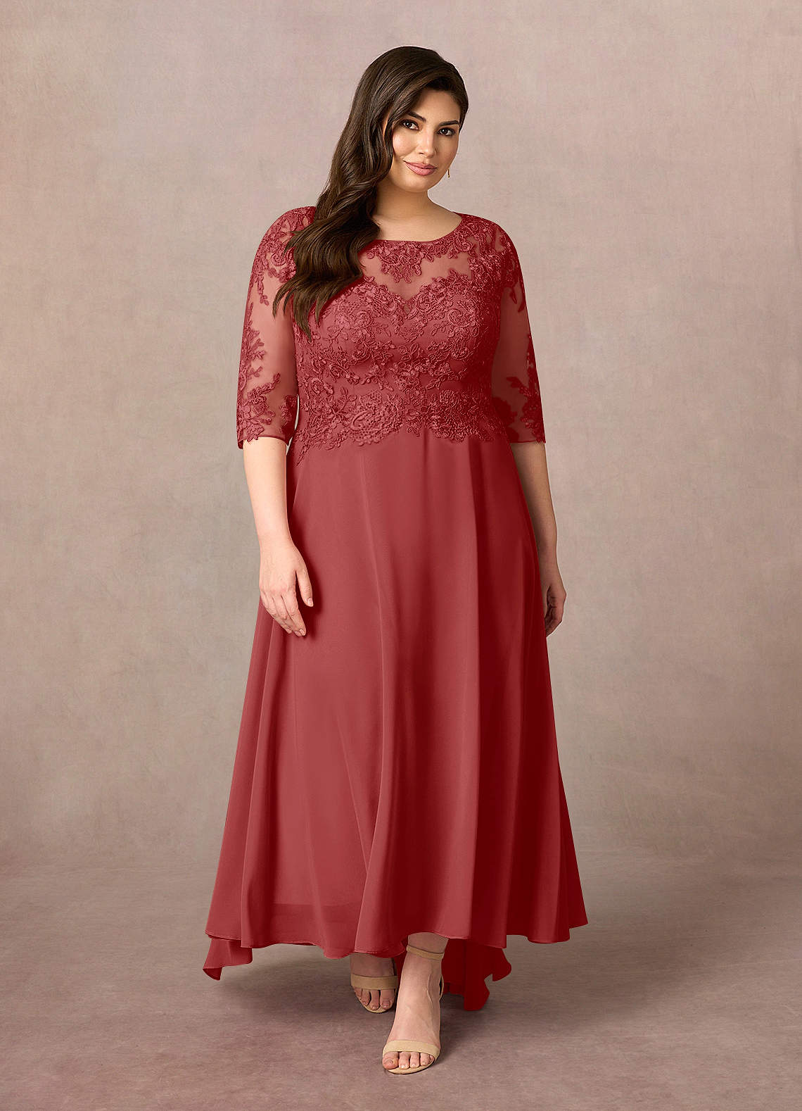 Azazie Monza Kleider für die Brautmutter A-Linie Spitze Chiffon Kleid Rost image1