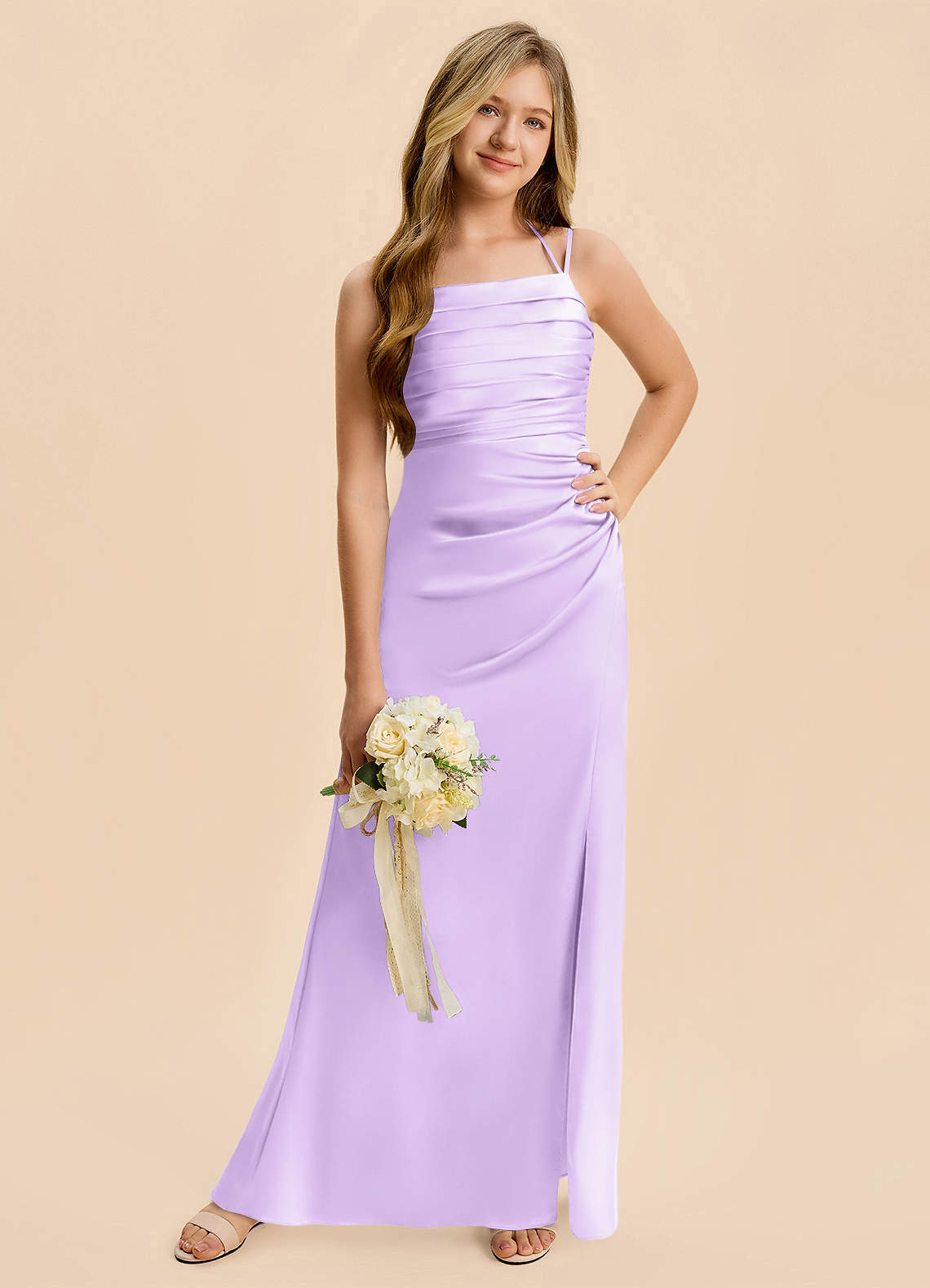 junior purple dress Lilac Ankle Length Pearl Tulle V-Back Wedding Flower Girl Pageant Birthday Princess Holiday Summer Easter Spring Ball Gown Toddler Junior
