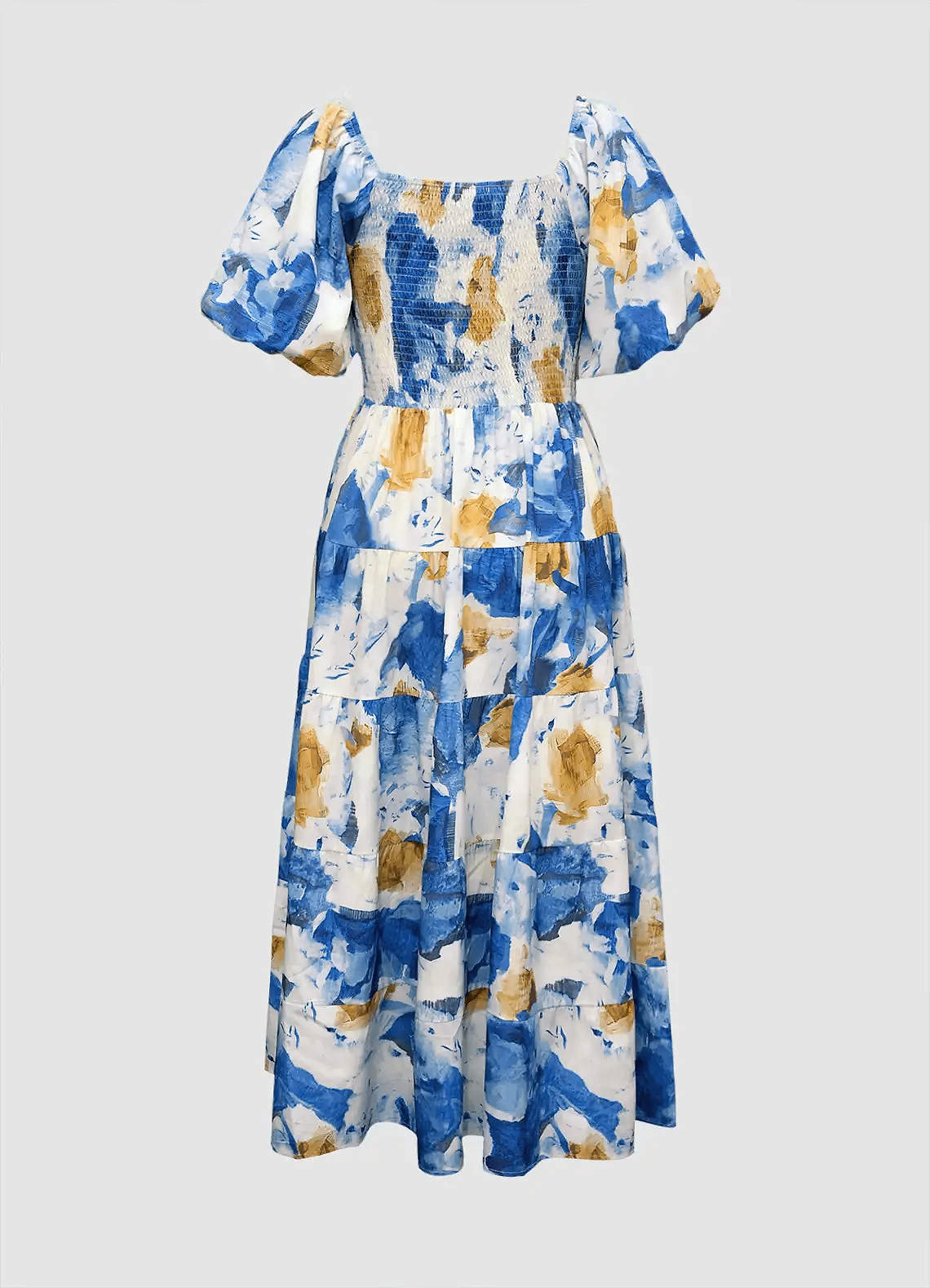 blue floral midi dress