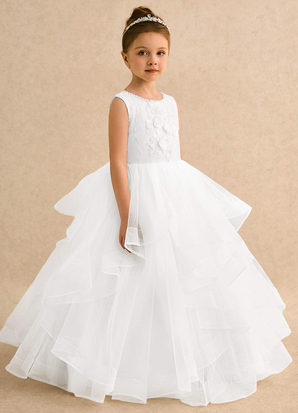 flower girl dresses ivory Tutu dress Communion girl dress flower dress Wedding flower dress Simple toddler dress Flower girl dress tulle Pollie is our sweet and joyful flower girl A Azazie Ball-Gown Scoop Neck Floor-Length