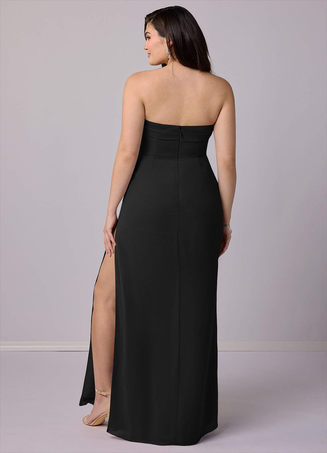 Barbie ♥ Azazie Bridesmaid Dresses Black Sheath Strapless Chiffon Convertible Dress image8
