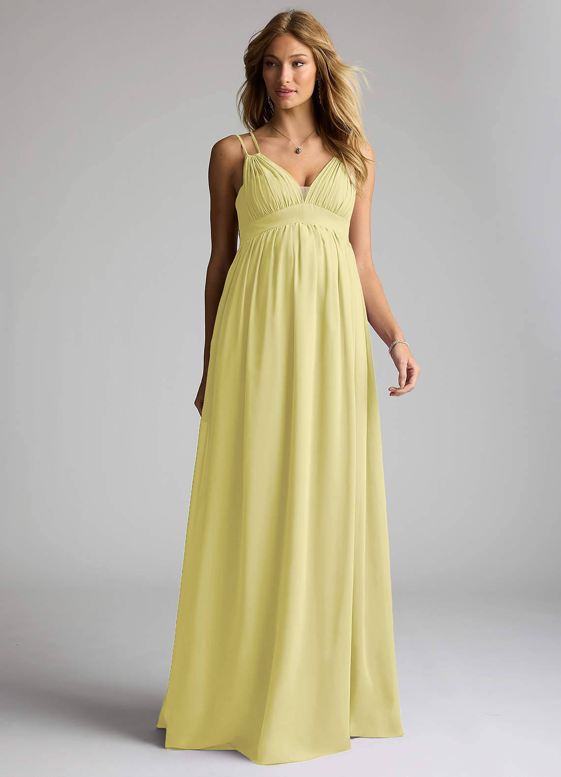 Azazie Emree Maternity Bridesmaid Dresses A-Line Chiffon Floor-Length Dress image1
