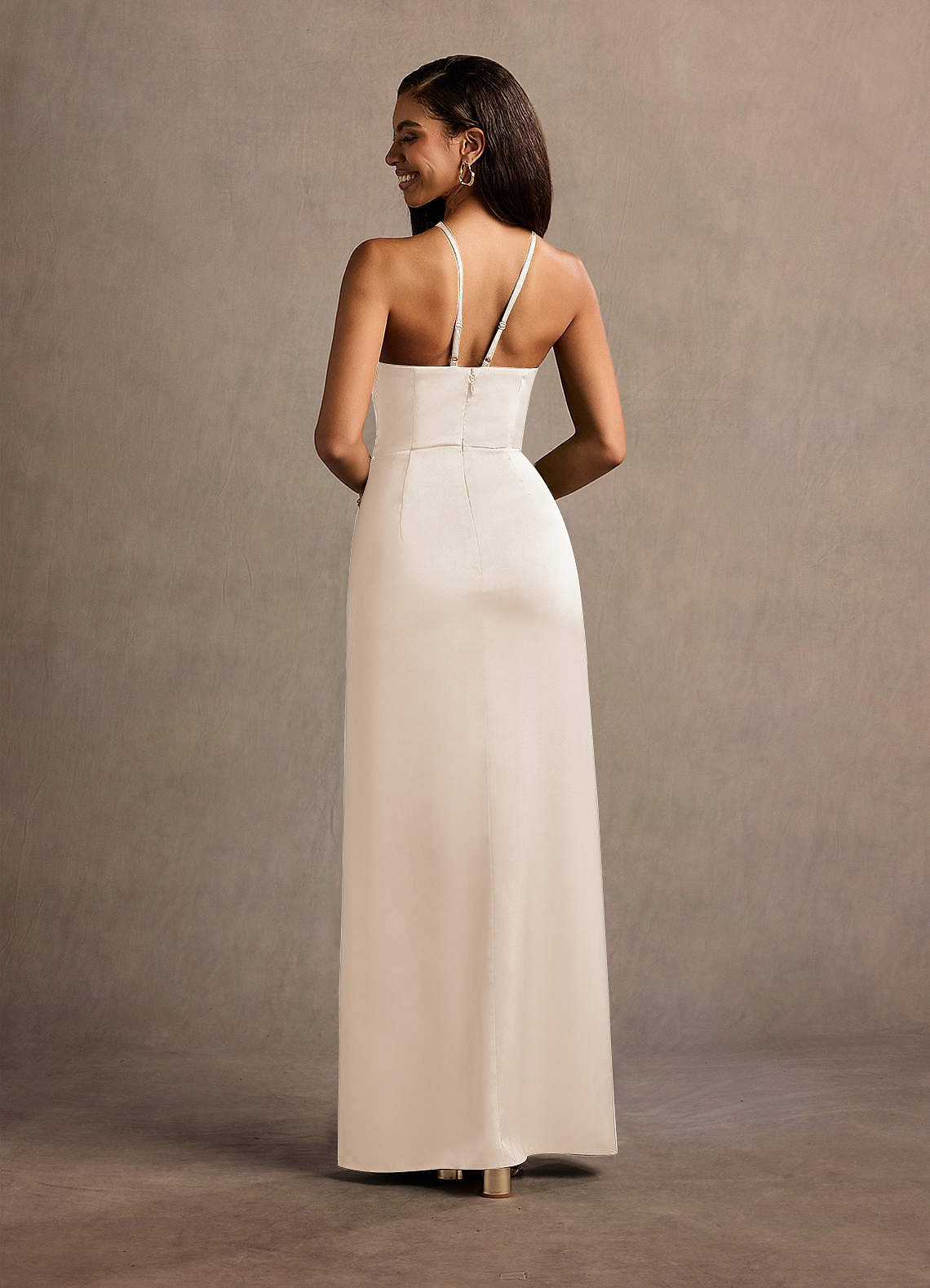 Abby Cream Halter Maxi Dress Ready to Ship | Azazie