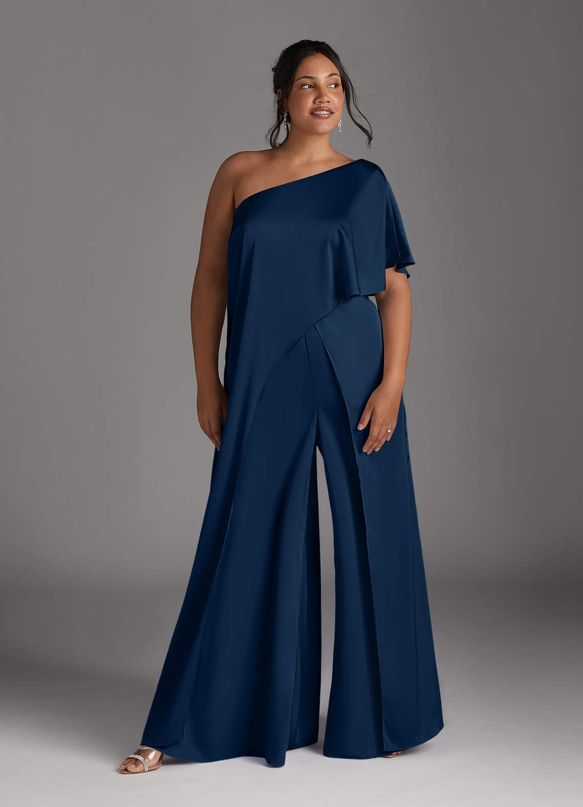 Azazie Hagretta Mother of the Bride Dresses Dark Navy Jumpsuit/Pantsuit Stretch Satin Dress image8