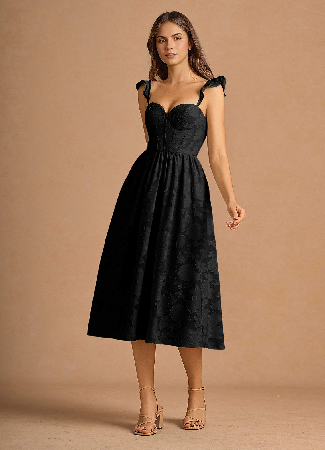 Camila Black Midi Dress Ready to Ship | Azazie